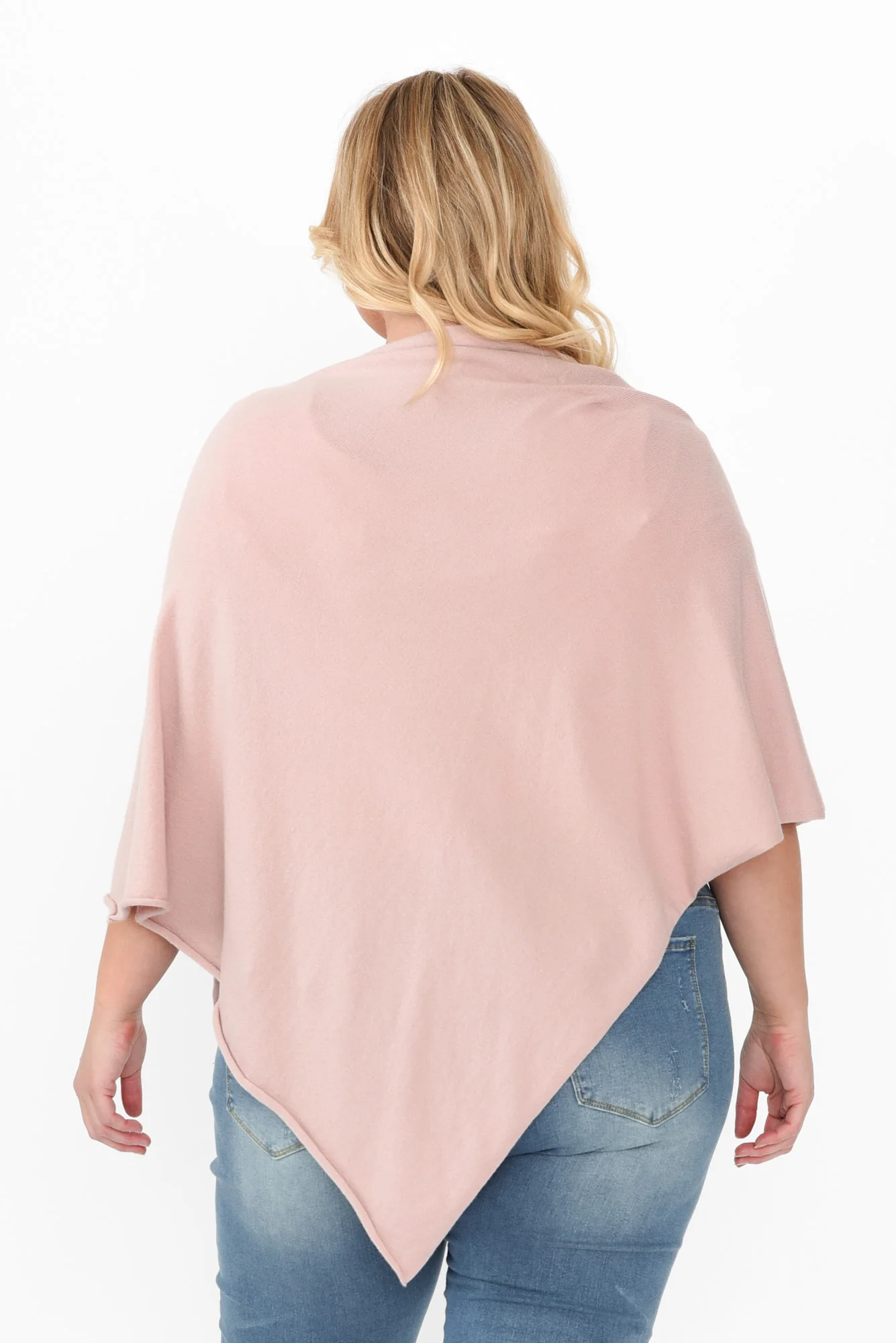 Amy Light Pink Wool Blend Poncho