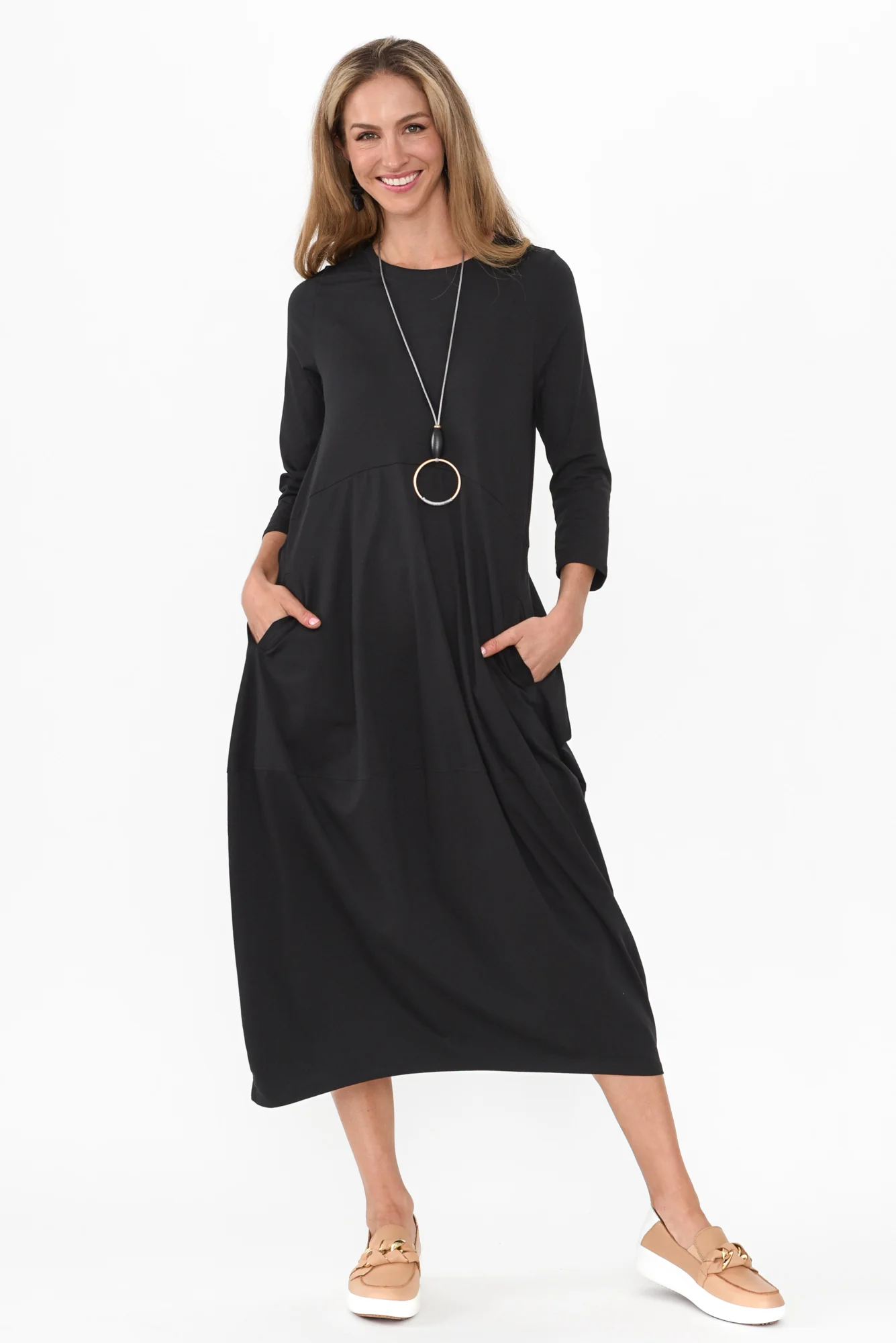 Marlyn Black Cotton Blend Balloon Dress