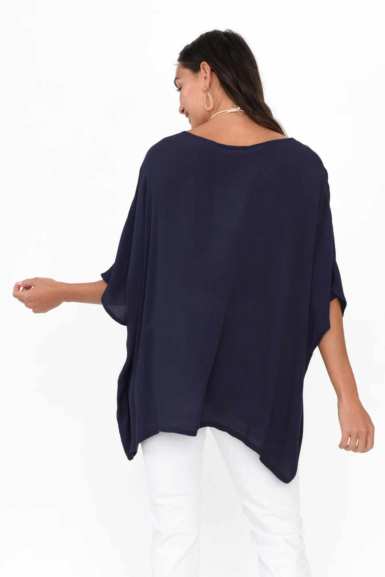 Mali Navy Drape Top