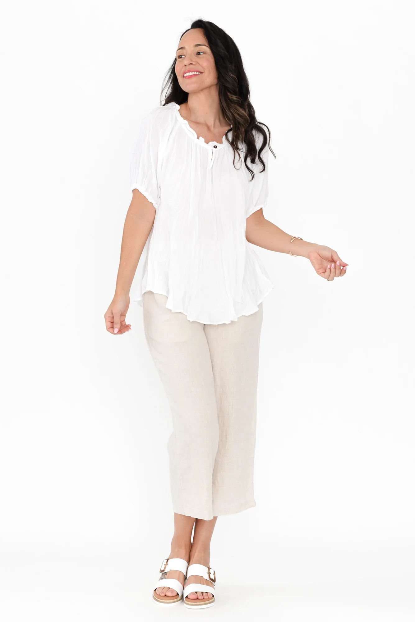 Lumi White Crinkle Cotton Top