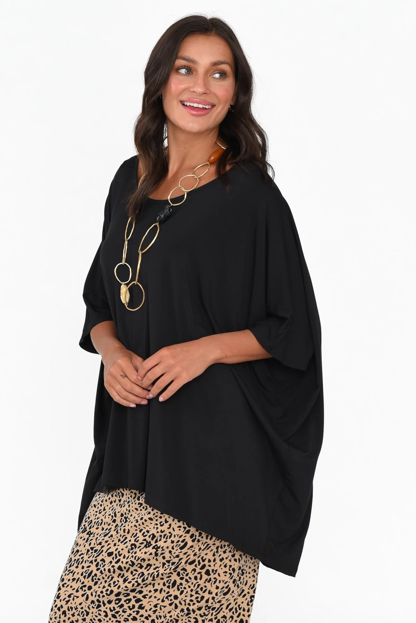 Sorronda Black Bamboo Batwing Top