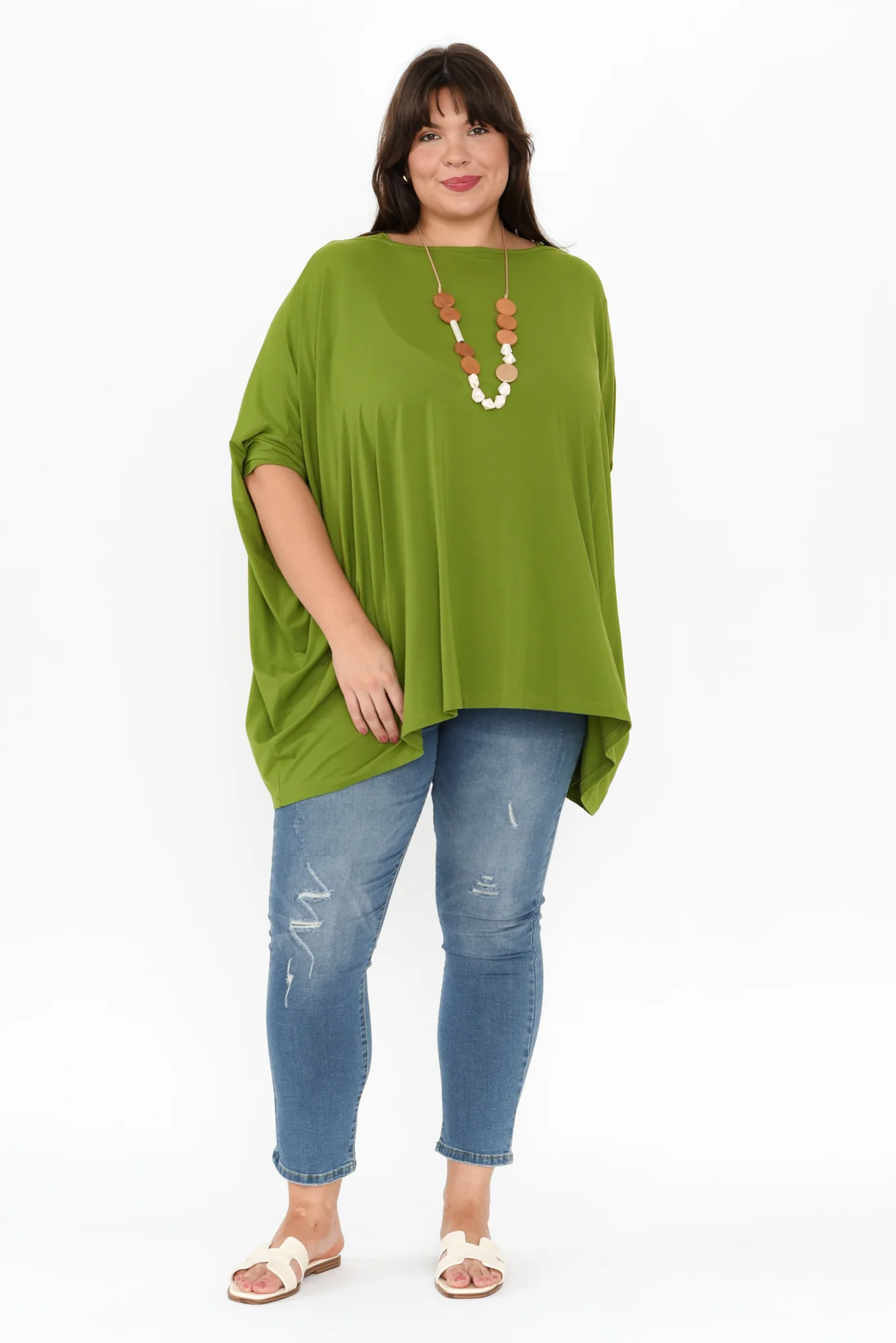 Kelsier Green Bamboo Batwing Top