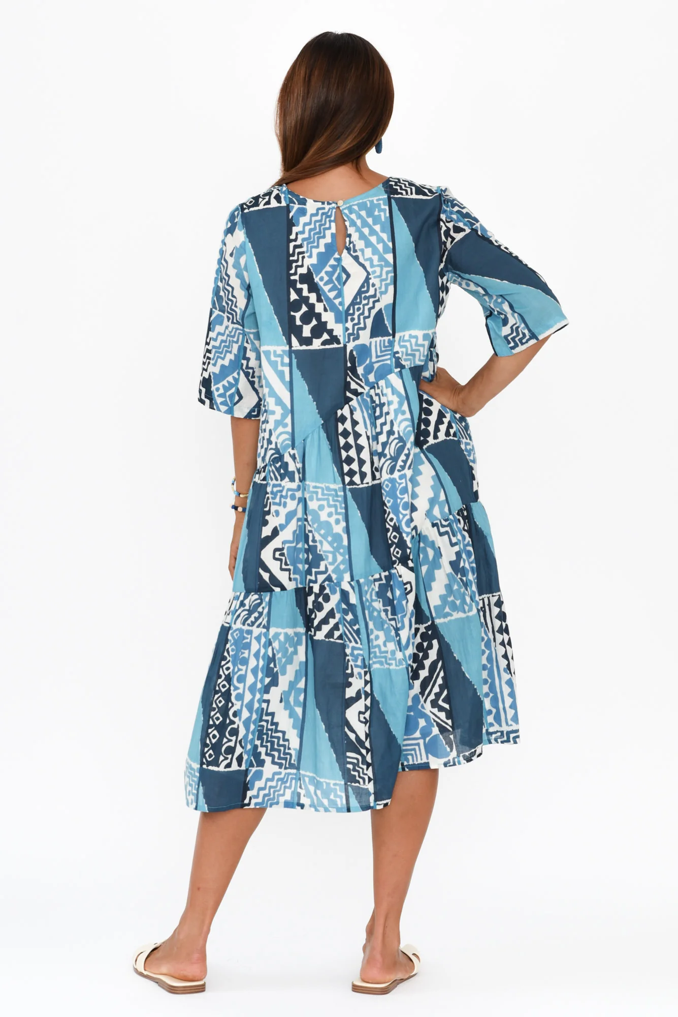 Violetta Blue Motif Cotton Dress