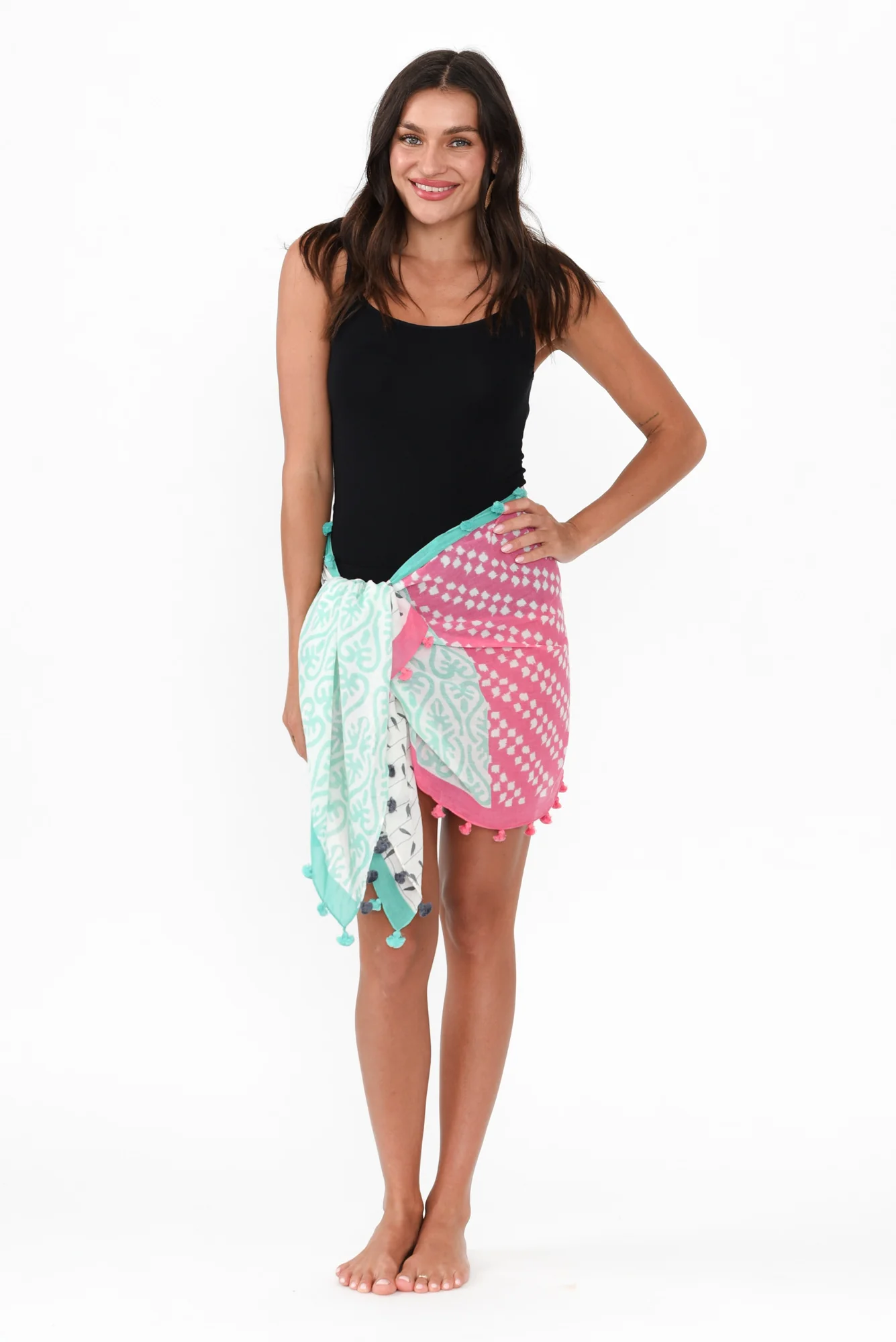 Lavinia Mint Tassel Sarong