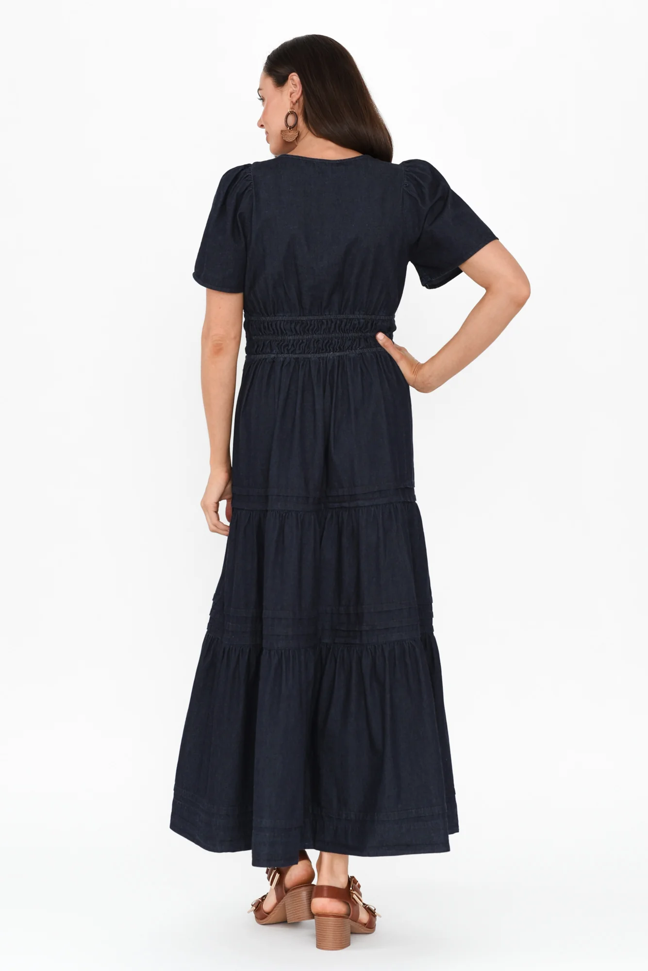 Ellison Blue Denim Tiered Dress