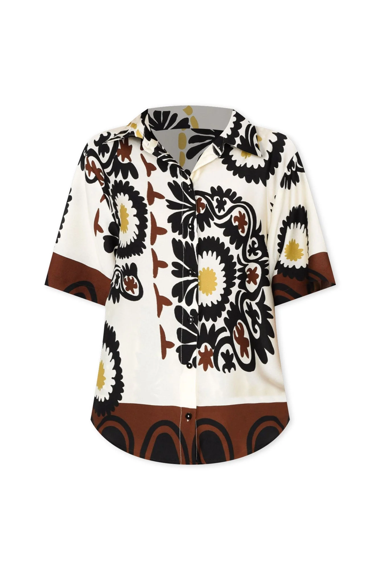 Playa Cream Abstract Collared Shirt