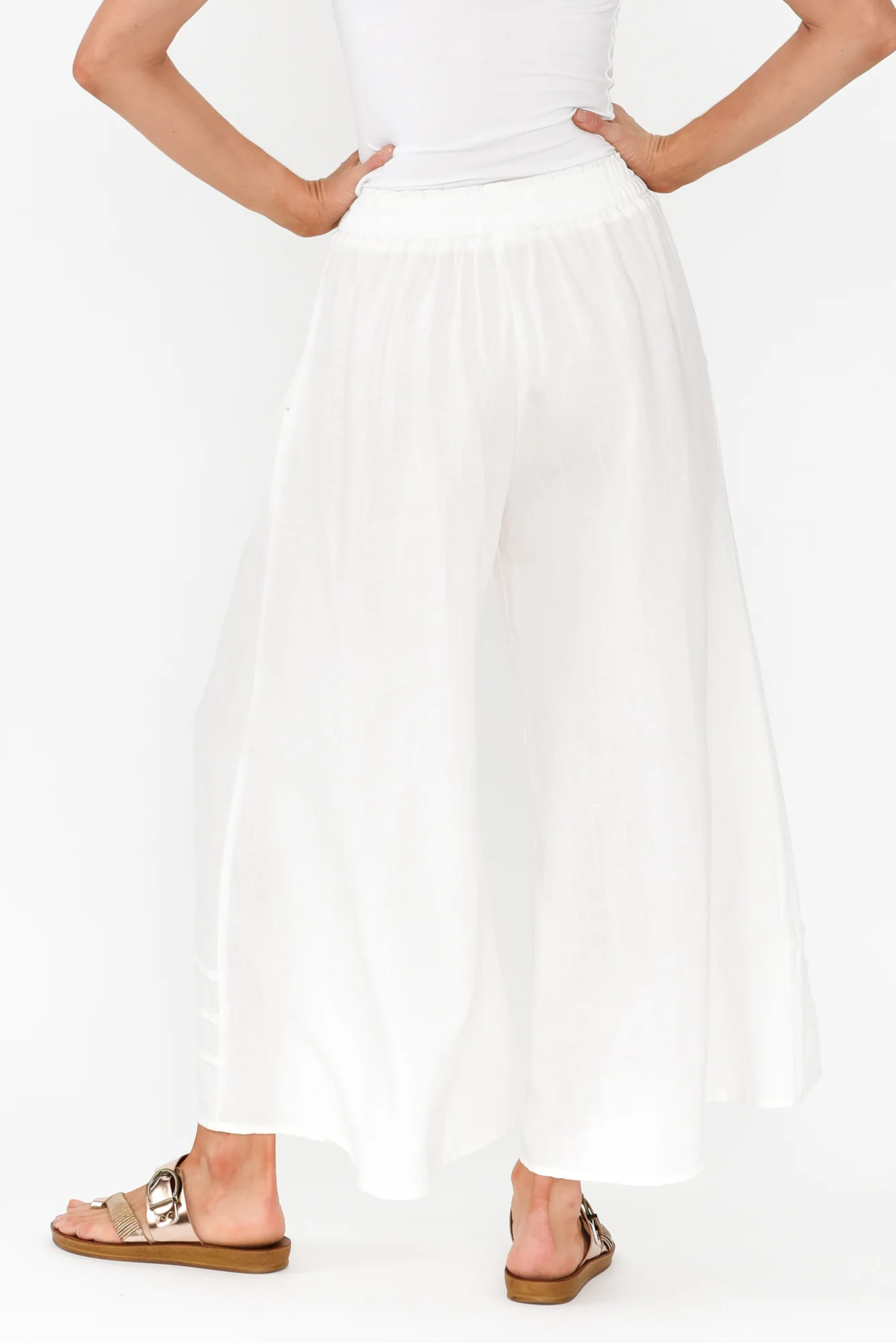 Kaleo White Linen Blend Pants