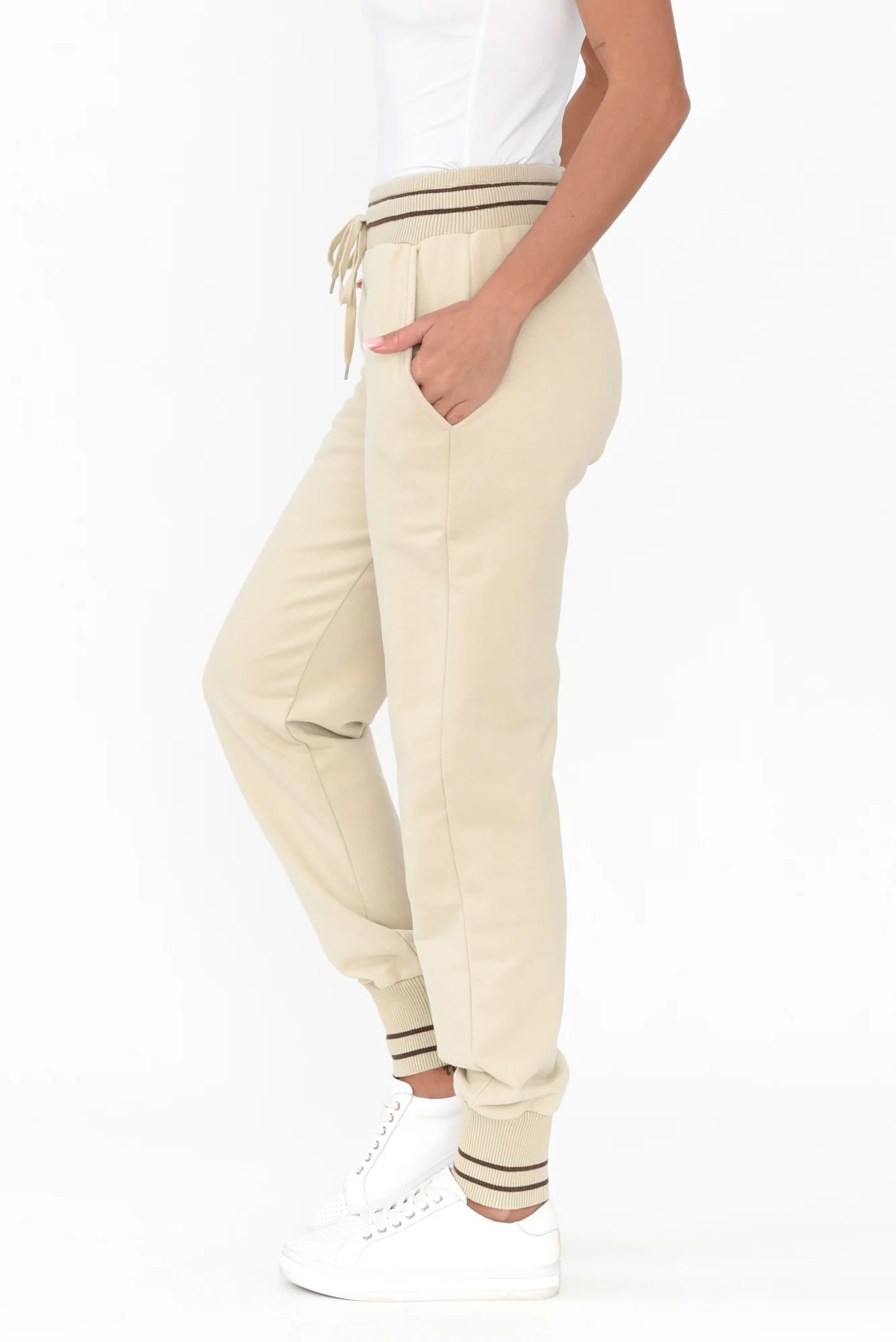 Claude Natural Cotton Blend Drawstring Pants
