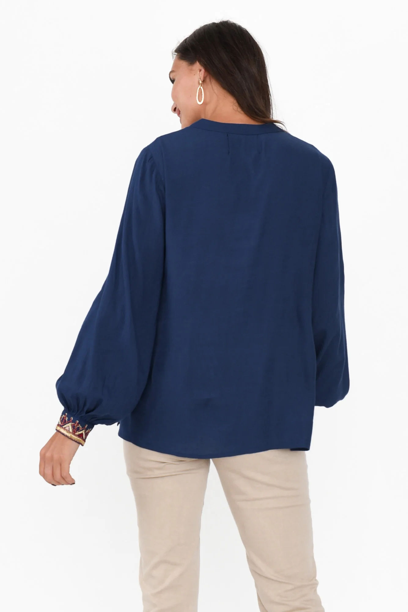 Eldrick Navy Aztec Tassel Top