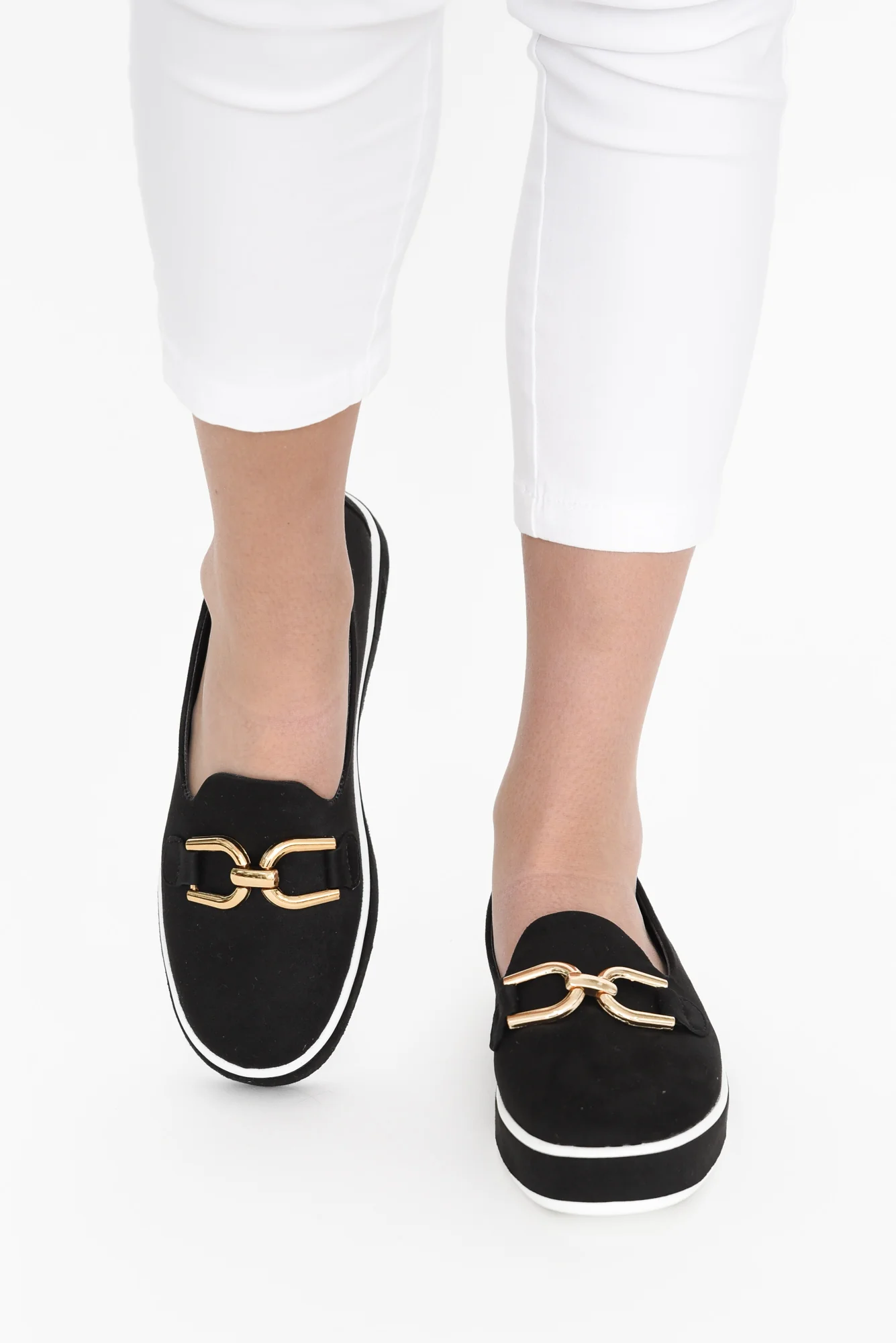 Natyia Black Faux Suede Platform Loafer