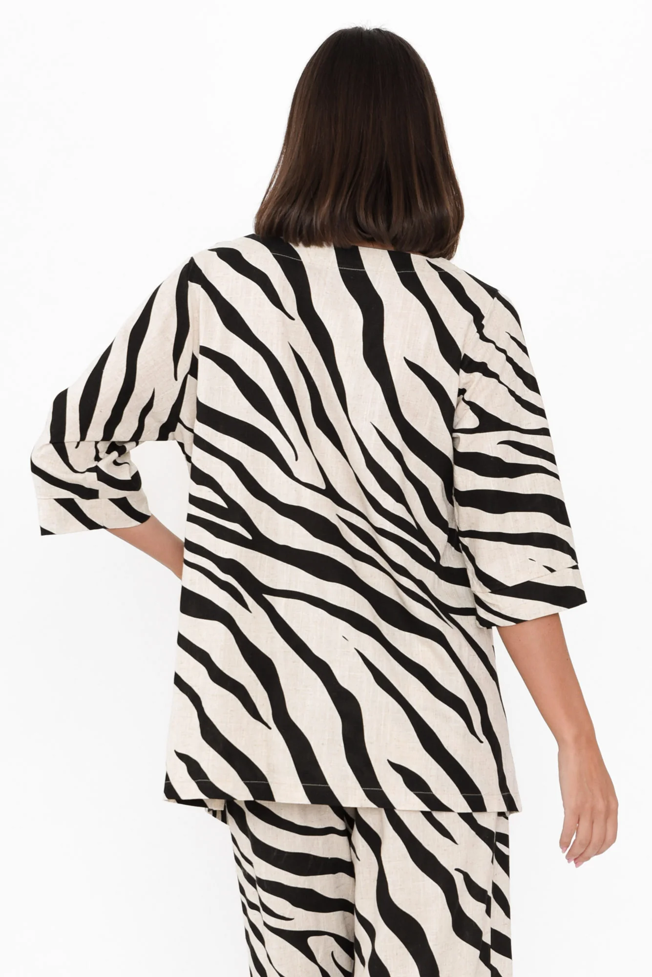 Anya Black Zebra Linen Cotton Top