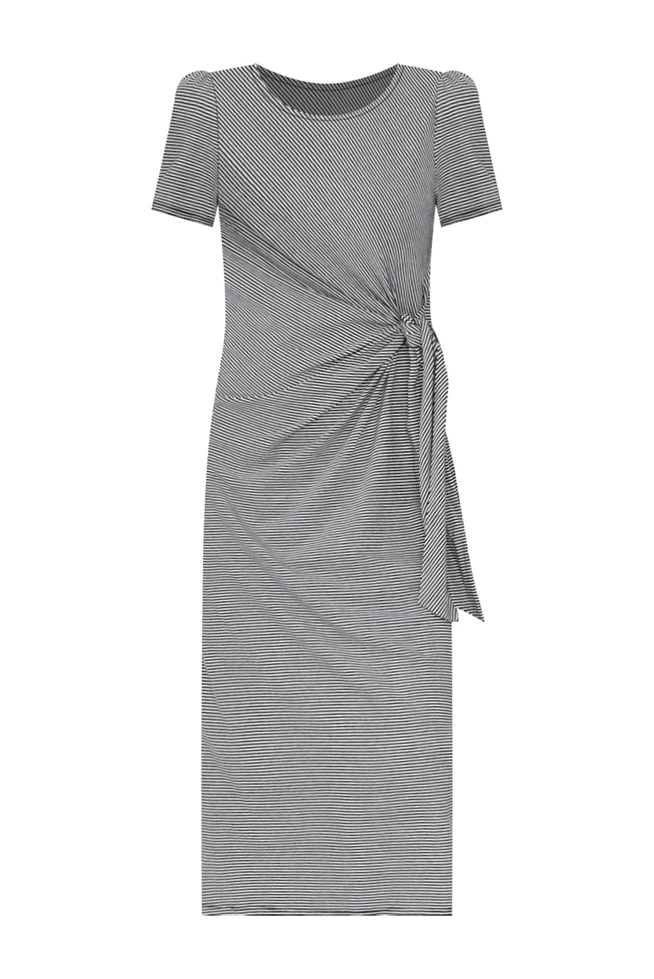 Kitt Black Stripe Cotton Stretch Tie Dress