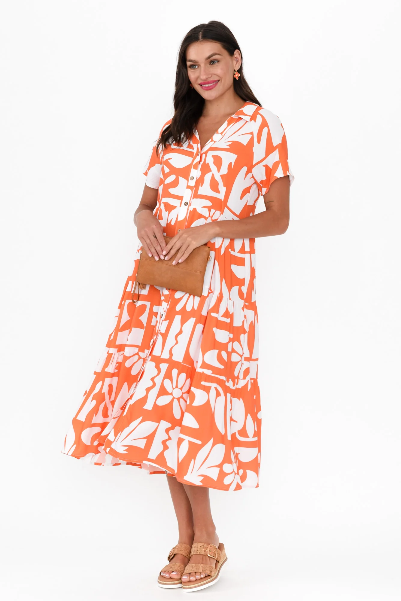 Gabi Orange Tiered Dress