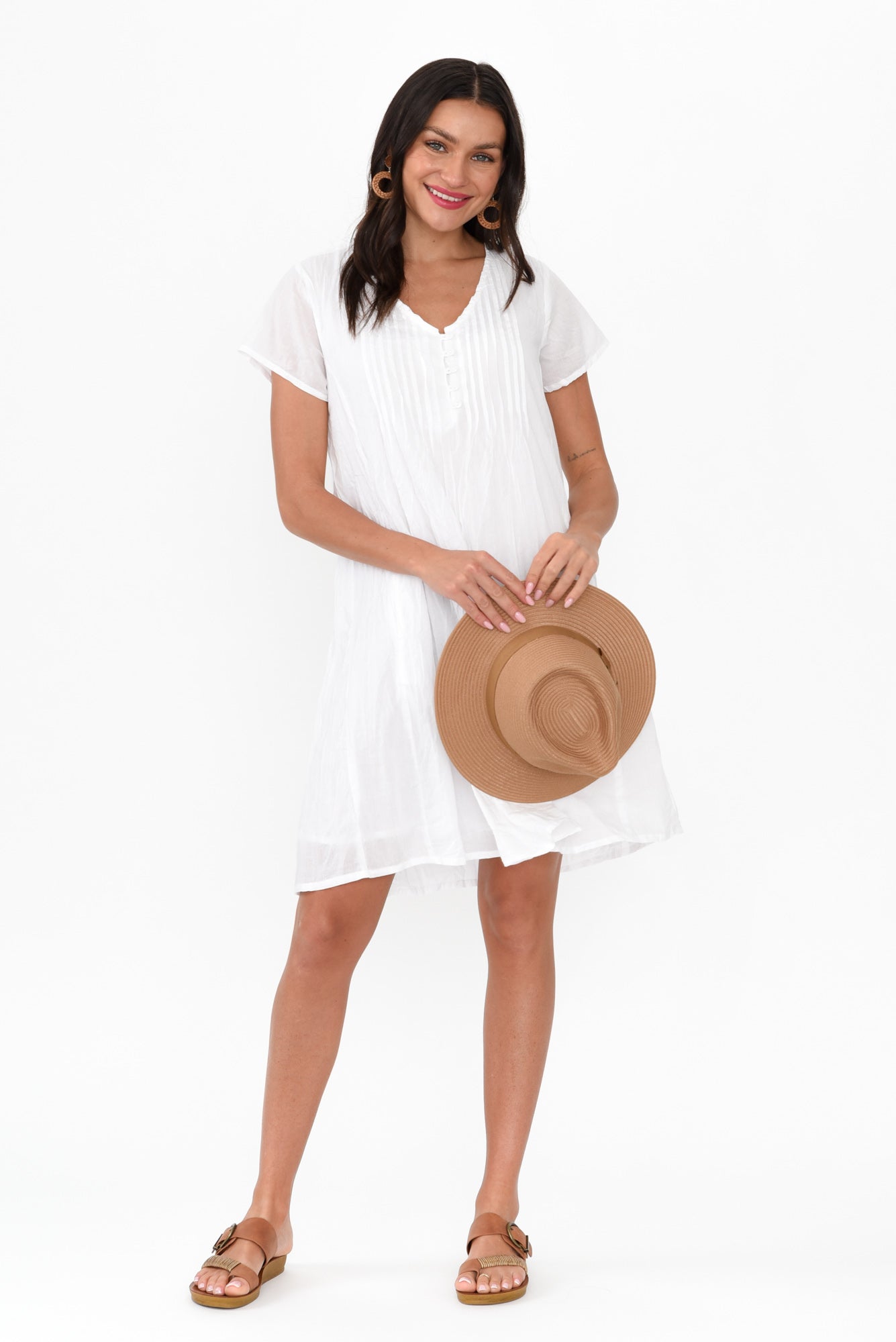 Sabina White Crinkle Cotton Dress