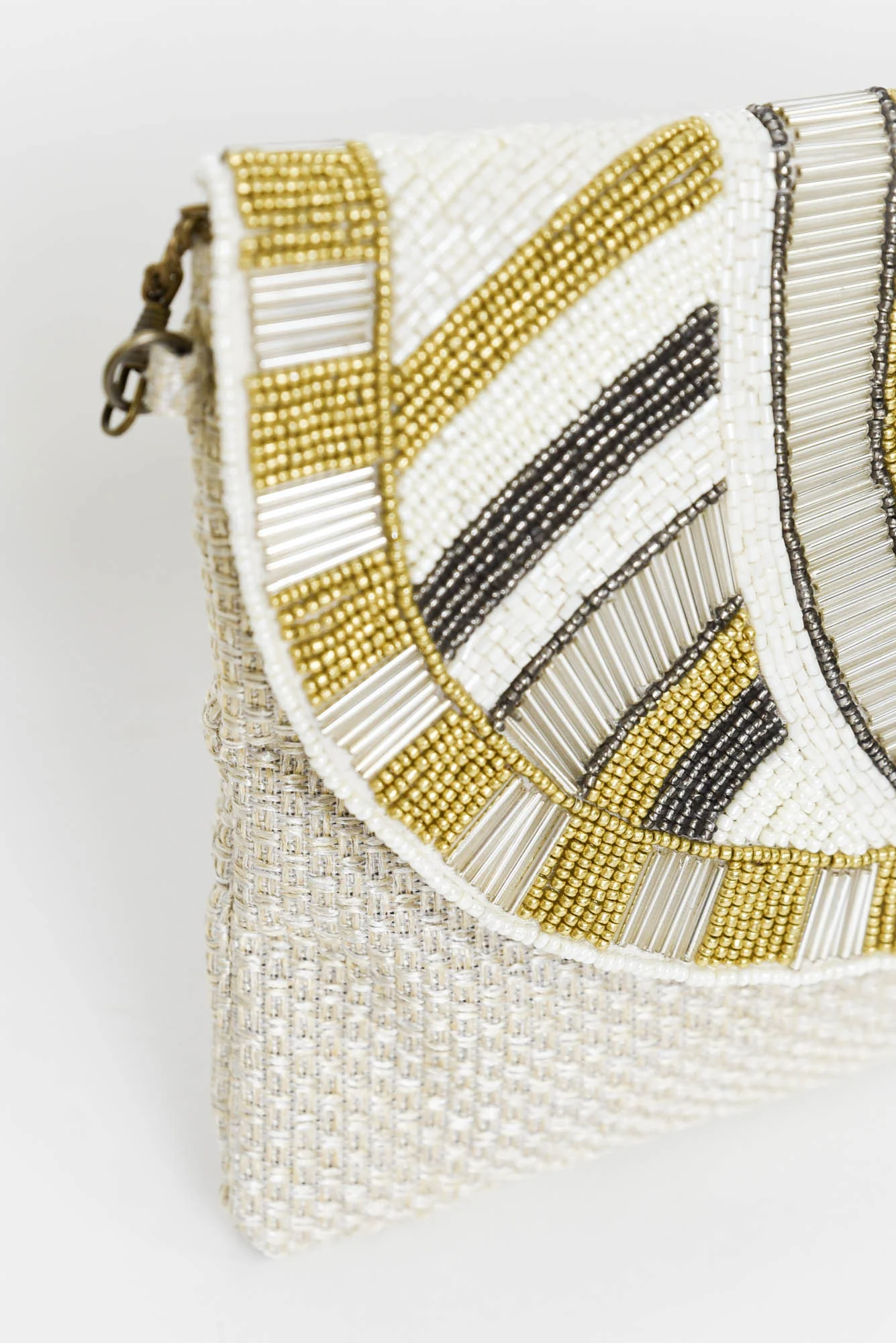 Maja Beige Beaded Clutch