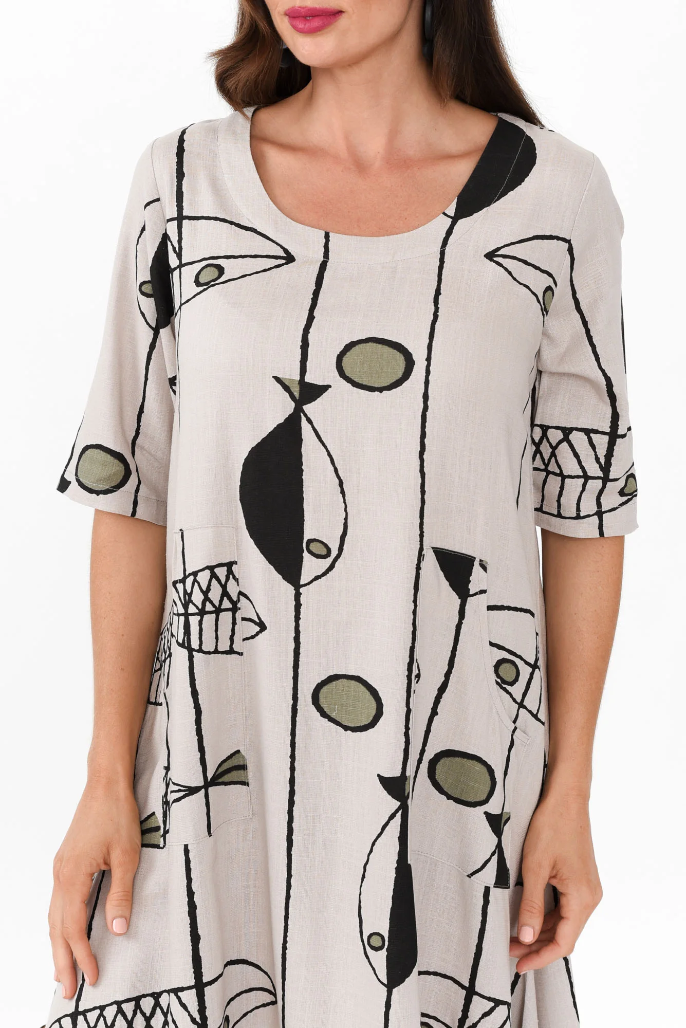 Hailee Taupe Sea Linen Cotton Dress