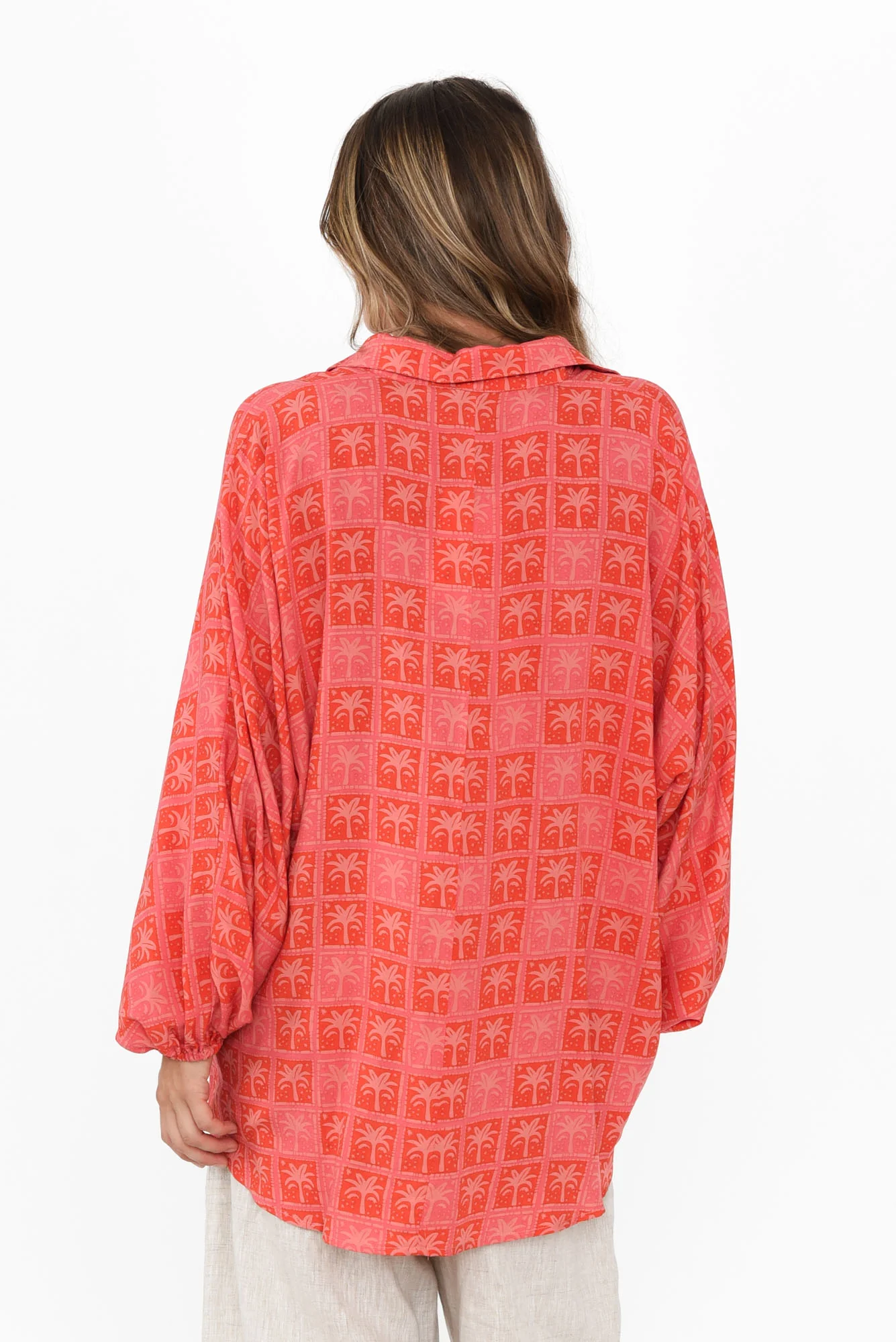 Clifton Pink Palm Collared Shirt