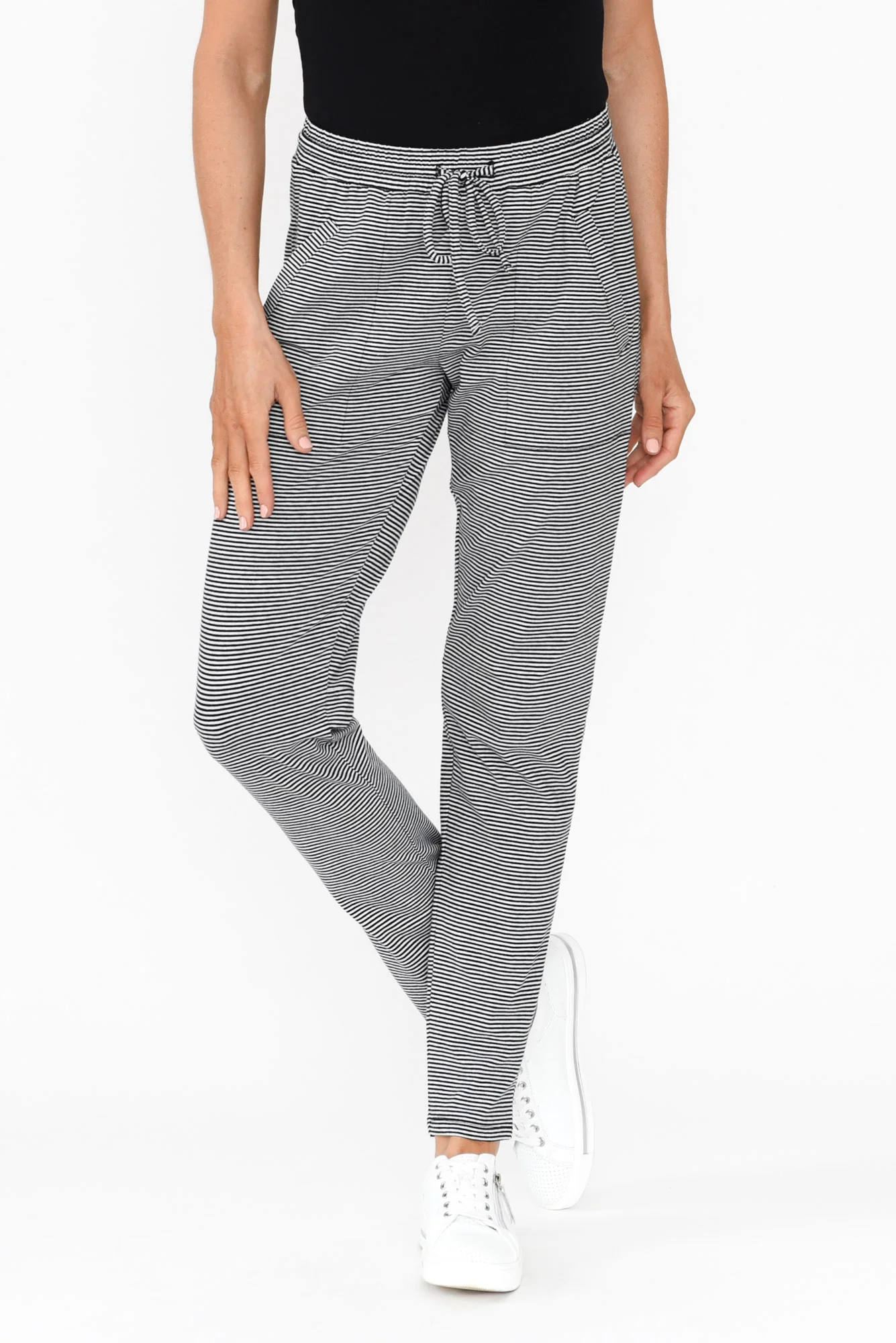 Timmy Black Stripe Cotton Drawstring Pants