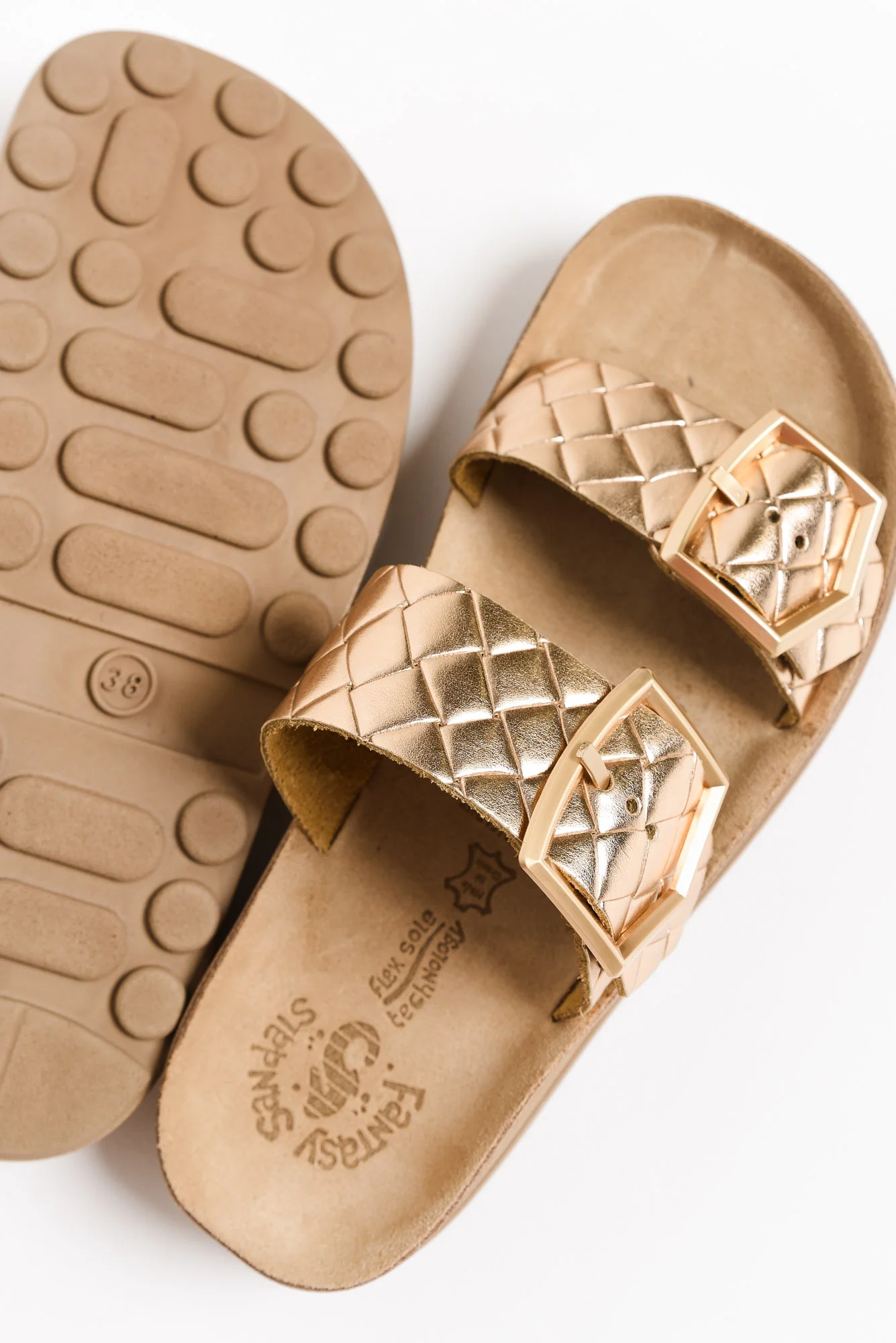 Taylor Rose Gold Quilted Slide