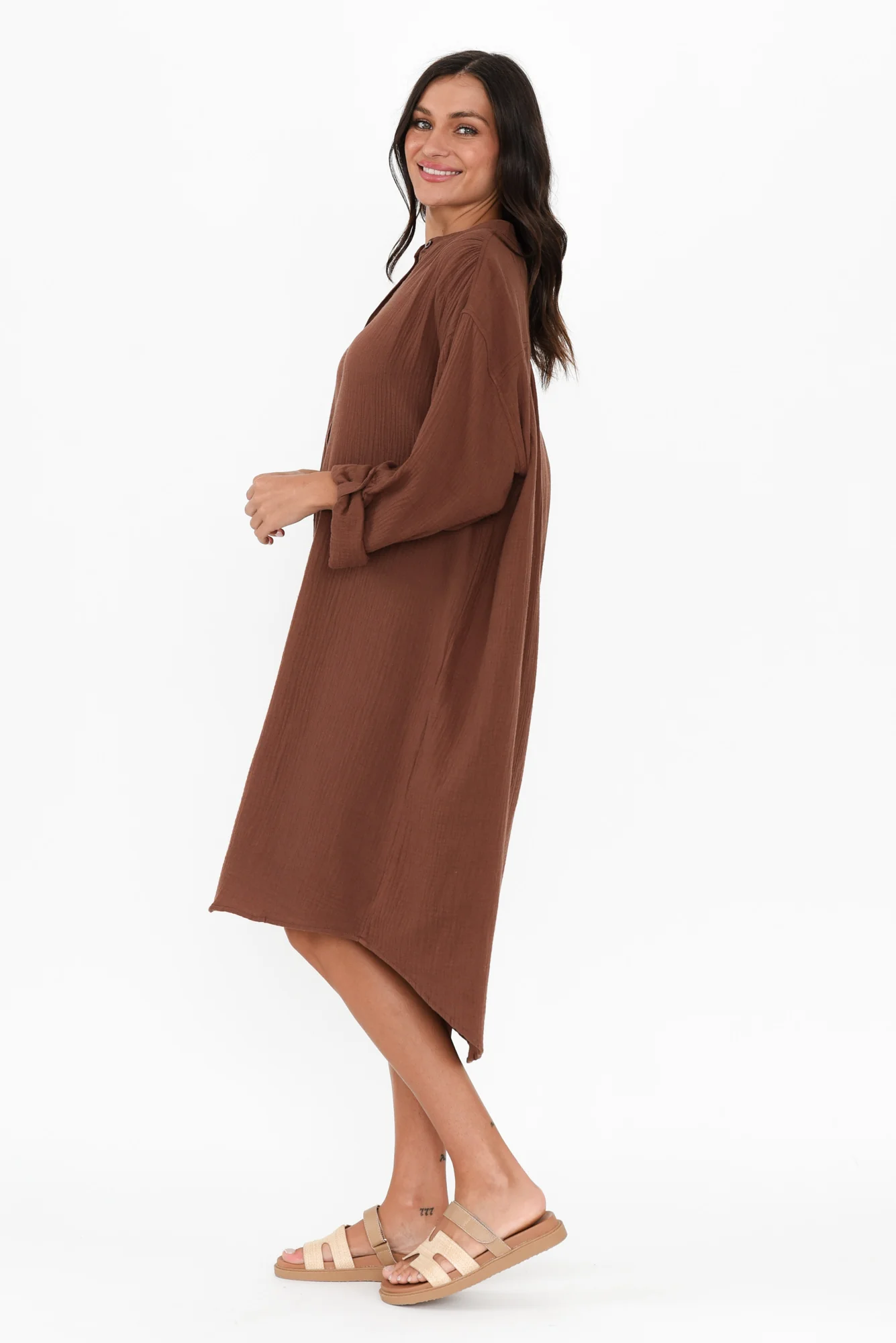 Tropez Mocha Cotton Cheesecloth Kaftan