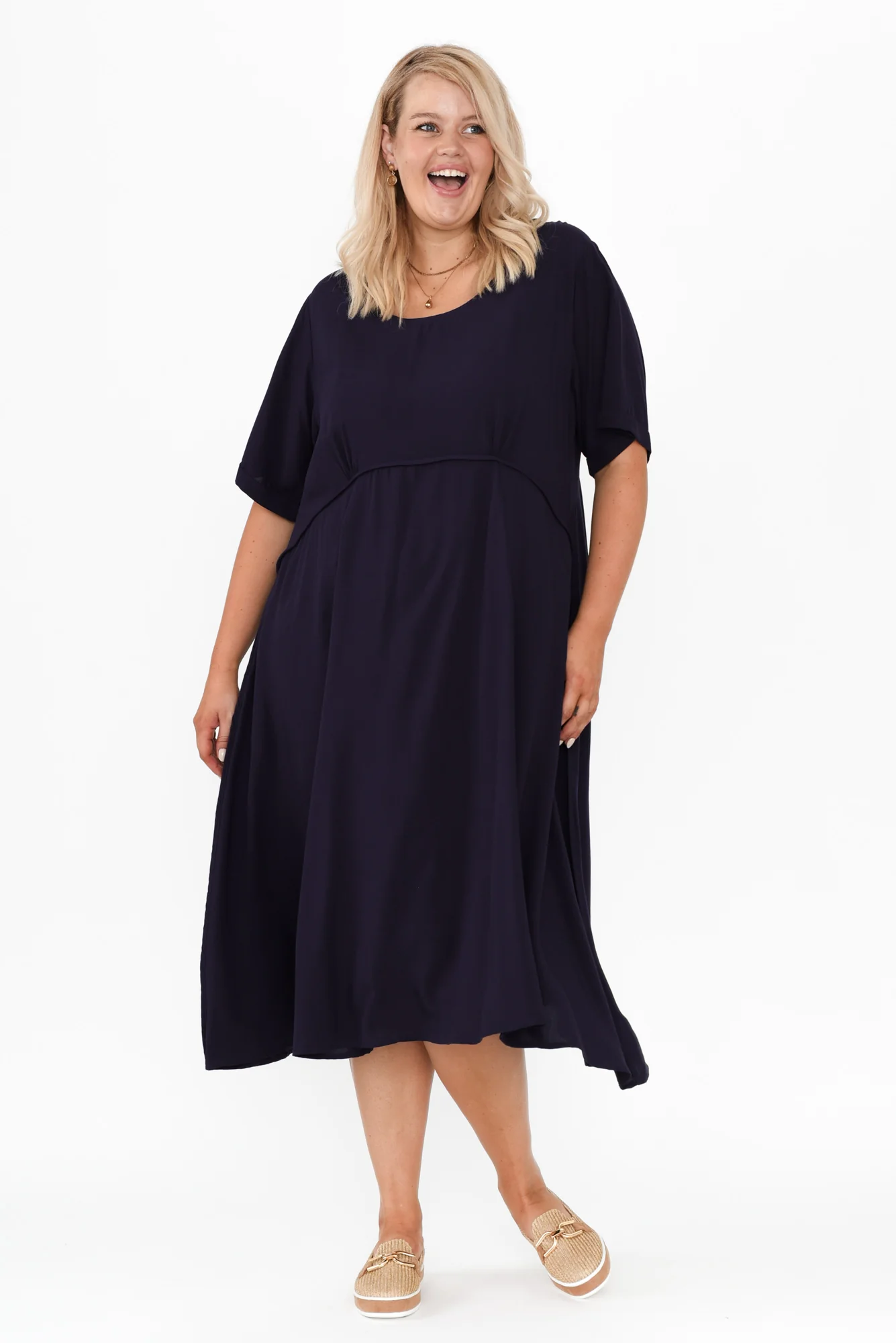 Zaelia Navy Crescent Dress