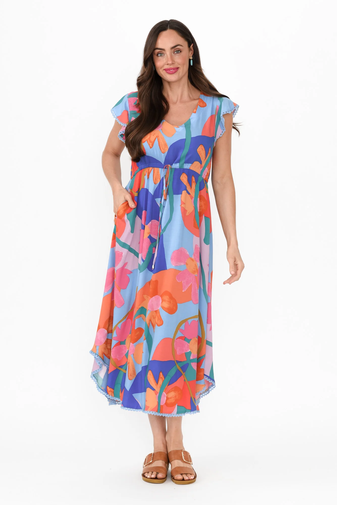 Libby Blue Swirl Midi Dress