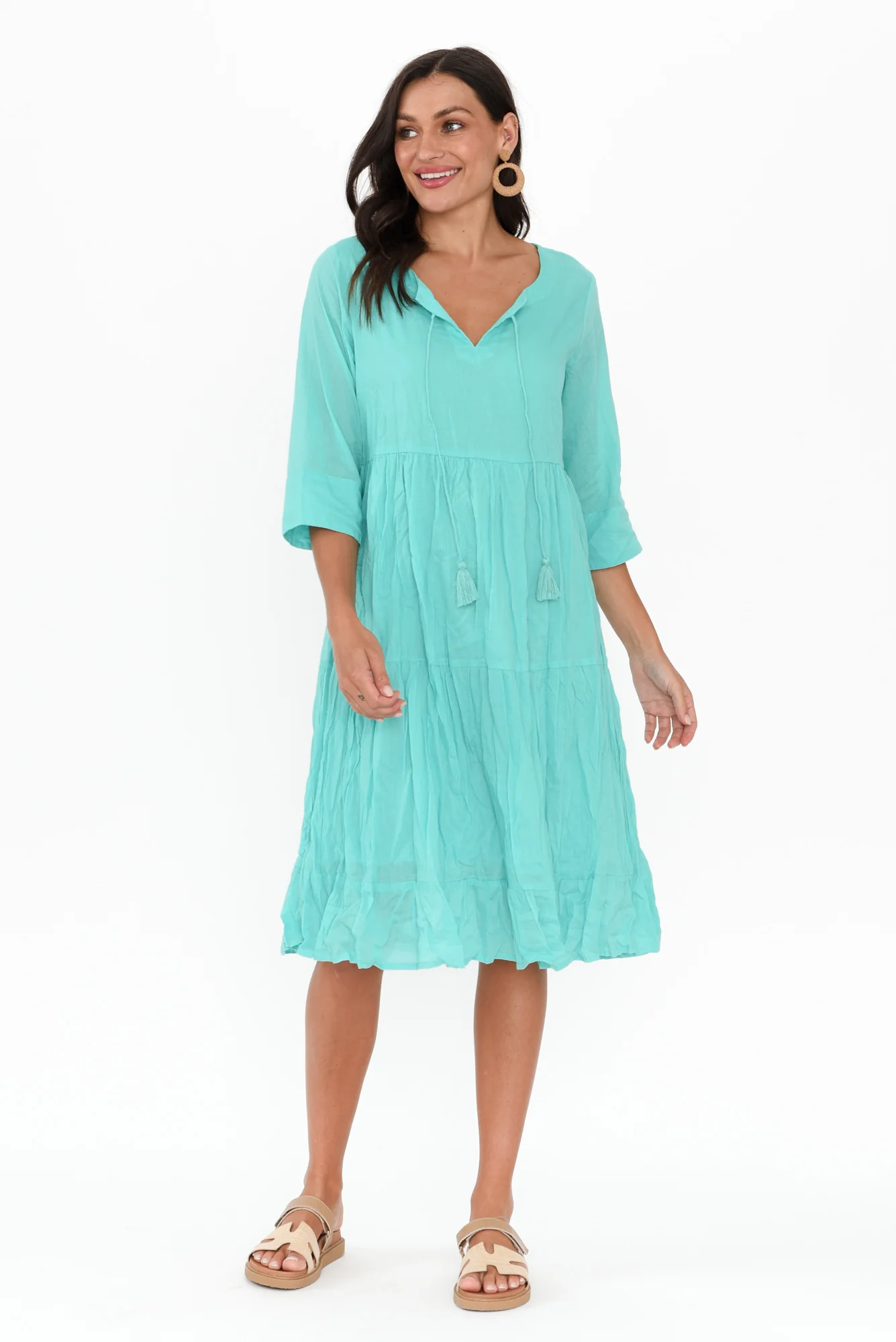 Milana Ice Blue Crinkle Cotton Dress