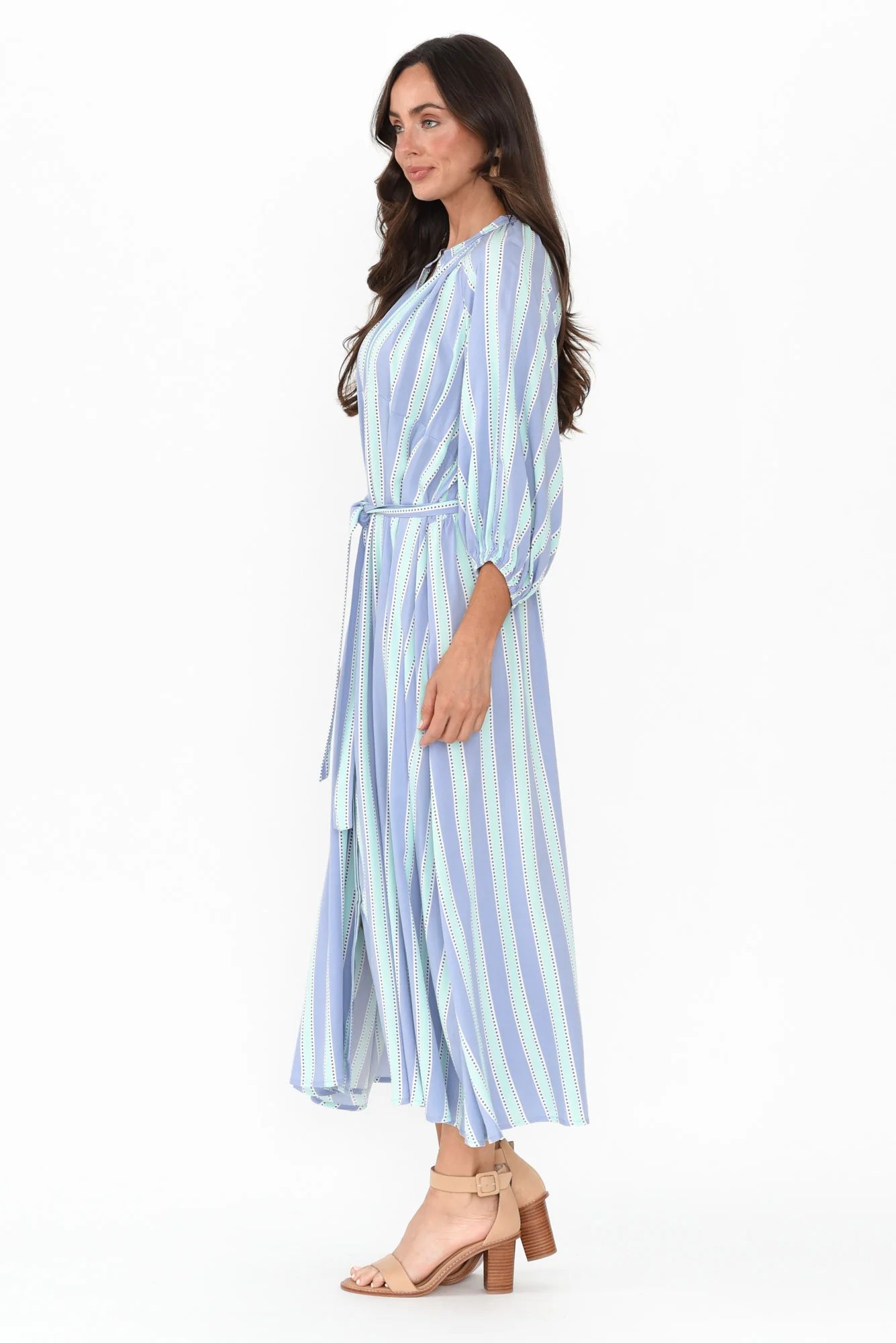 Erina Blue Stripe Tie Dress