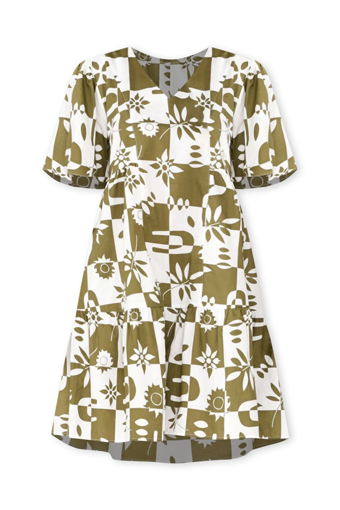Bacardi Khaki Tile Cotton Dress