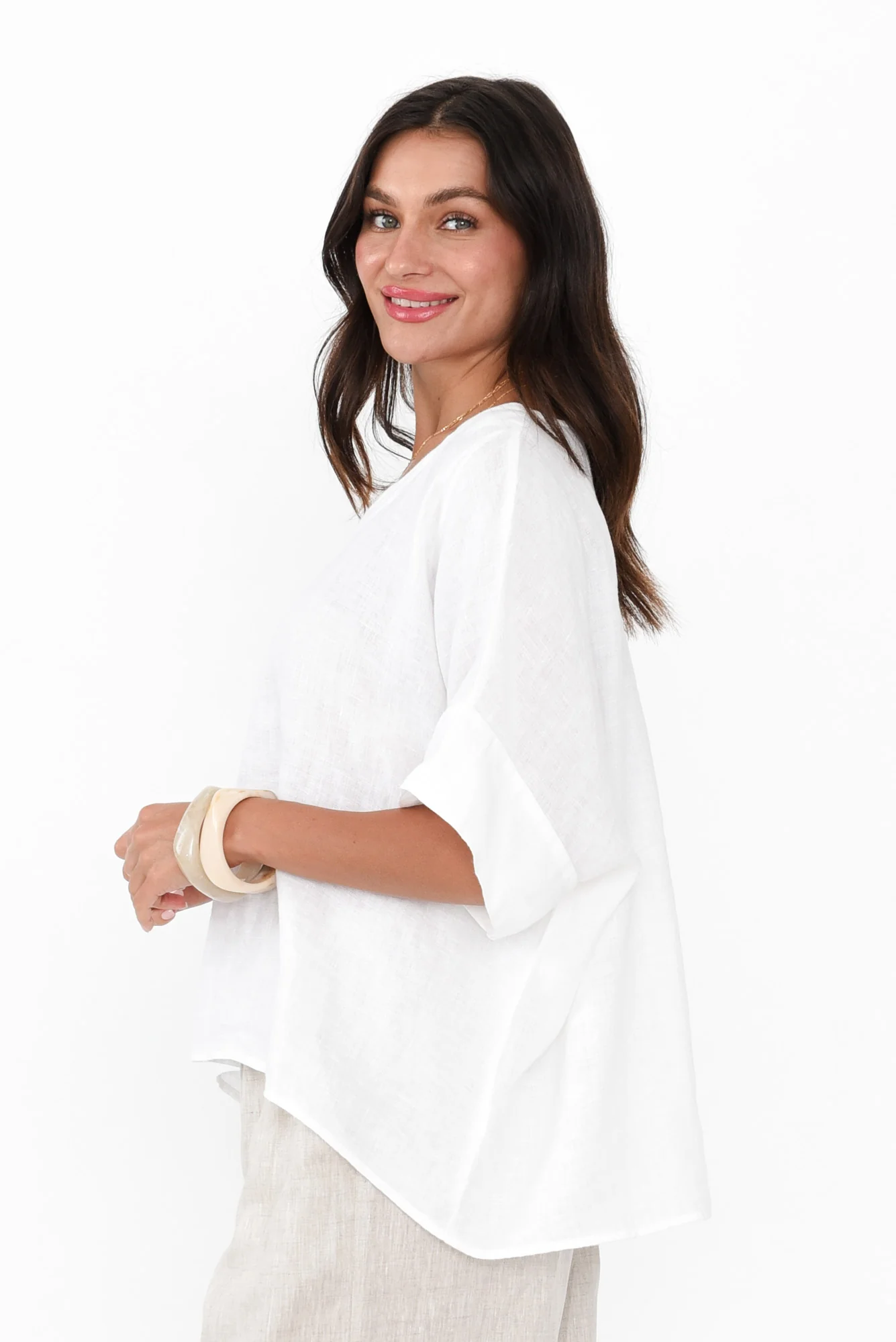 Kiro White Linen Top
