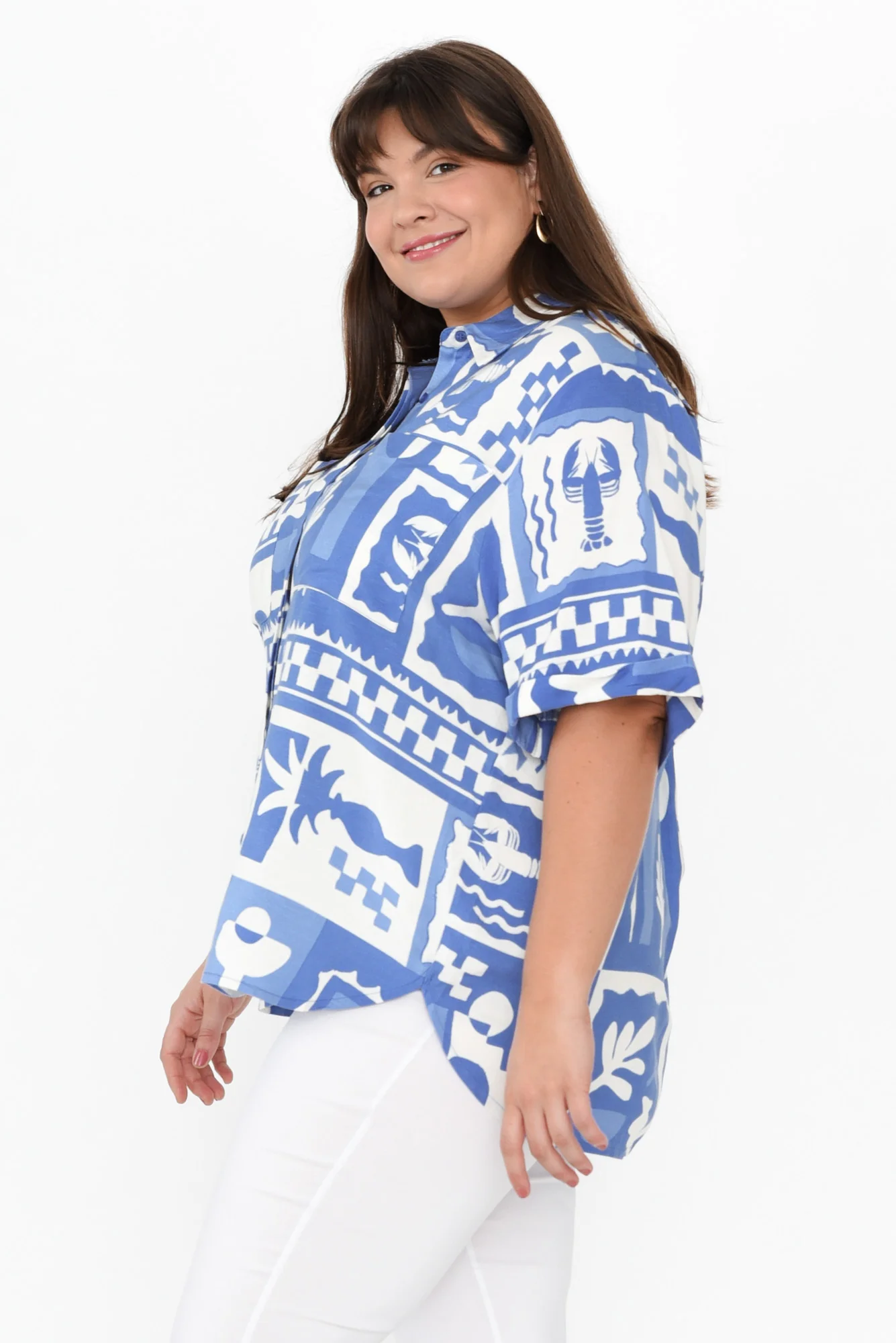 Holiday Blue Seaside Linen Blend Shirt