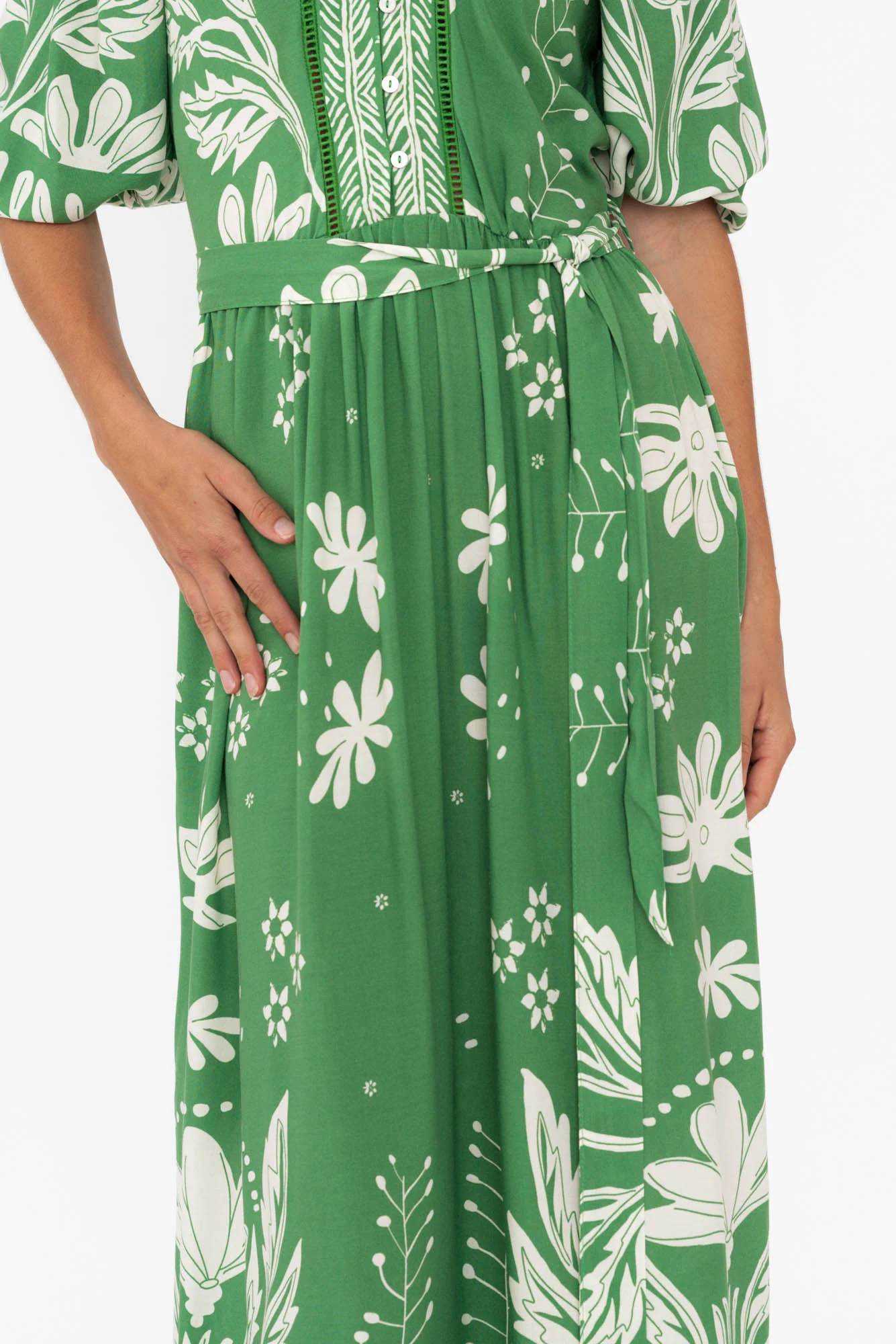 Lyndel Green Floral Tie Dress