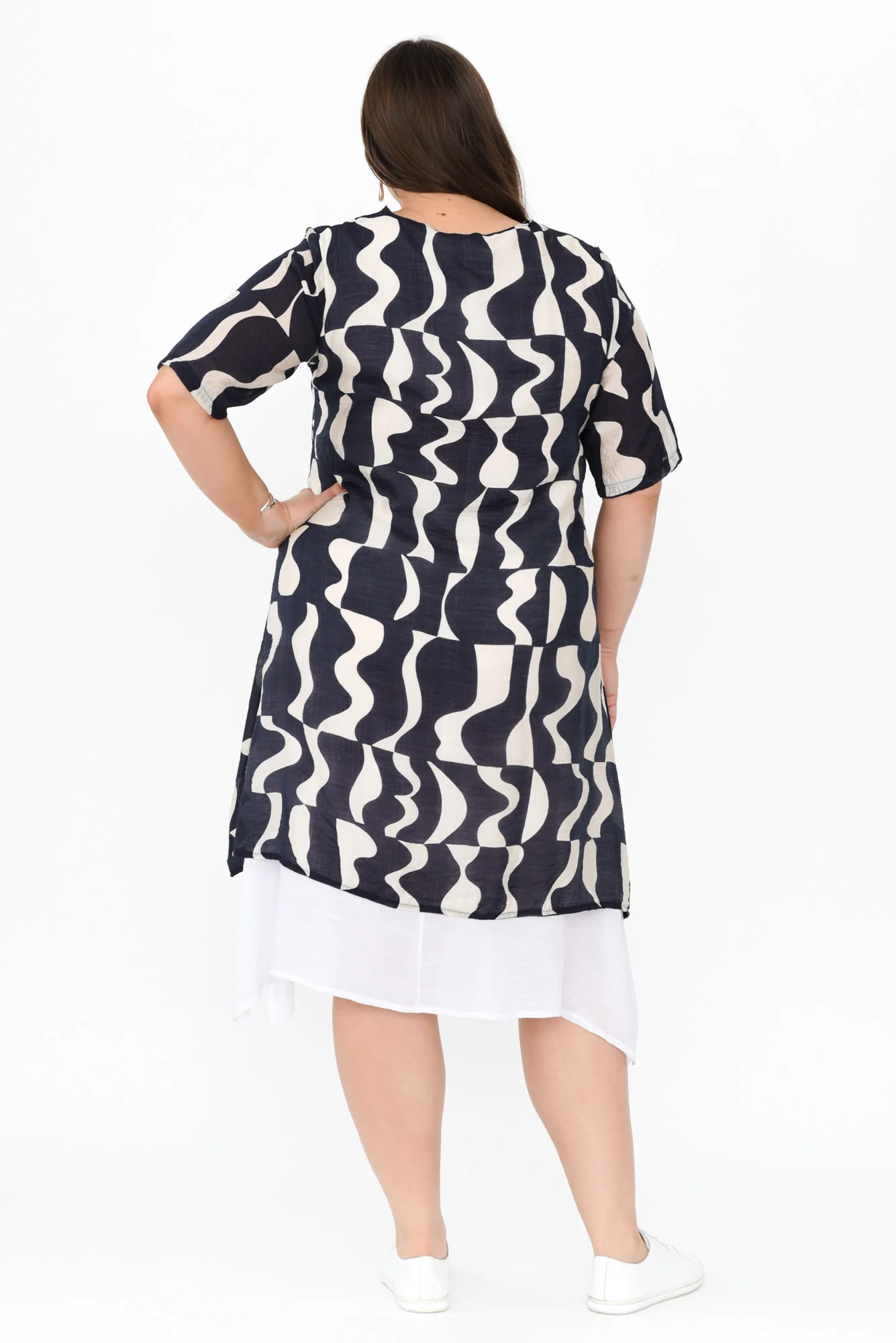 Nala Navy Abstract Layers Dress