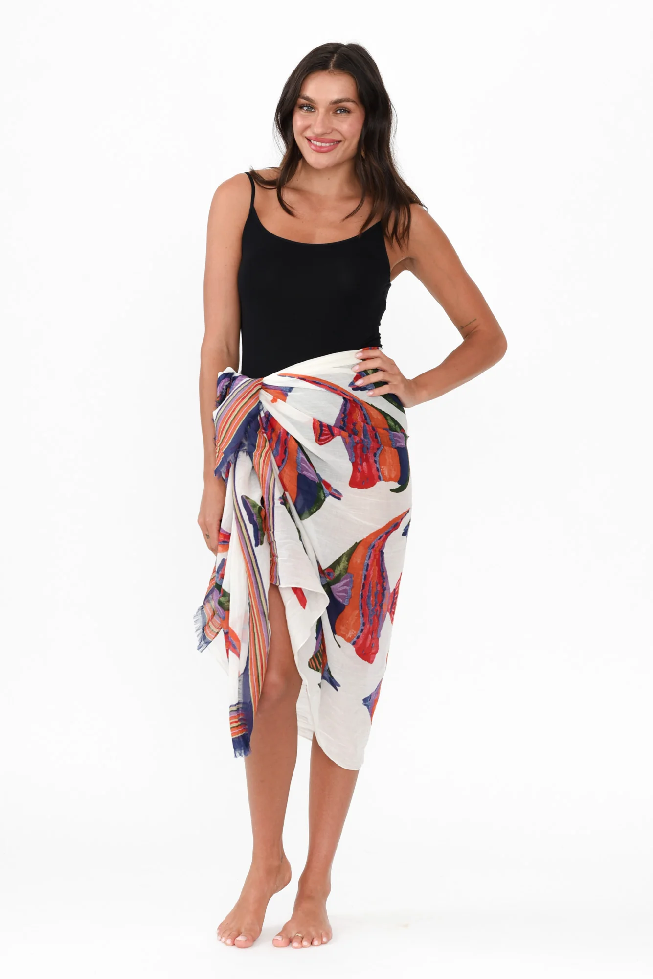 Omano White Sea Fringed Sarong