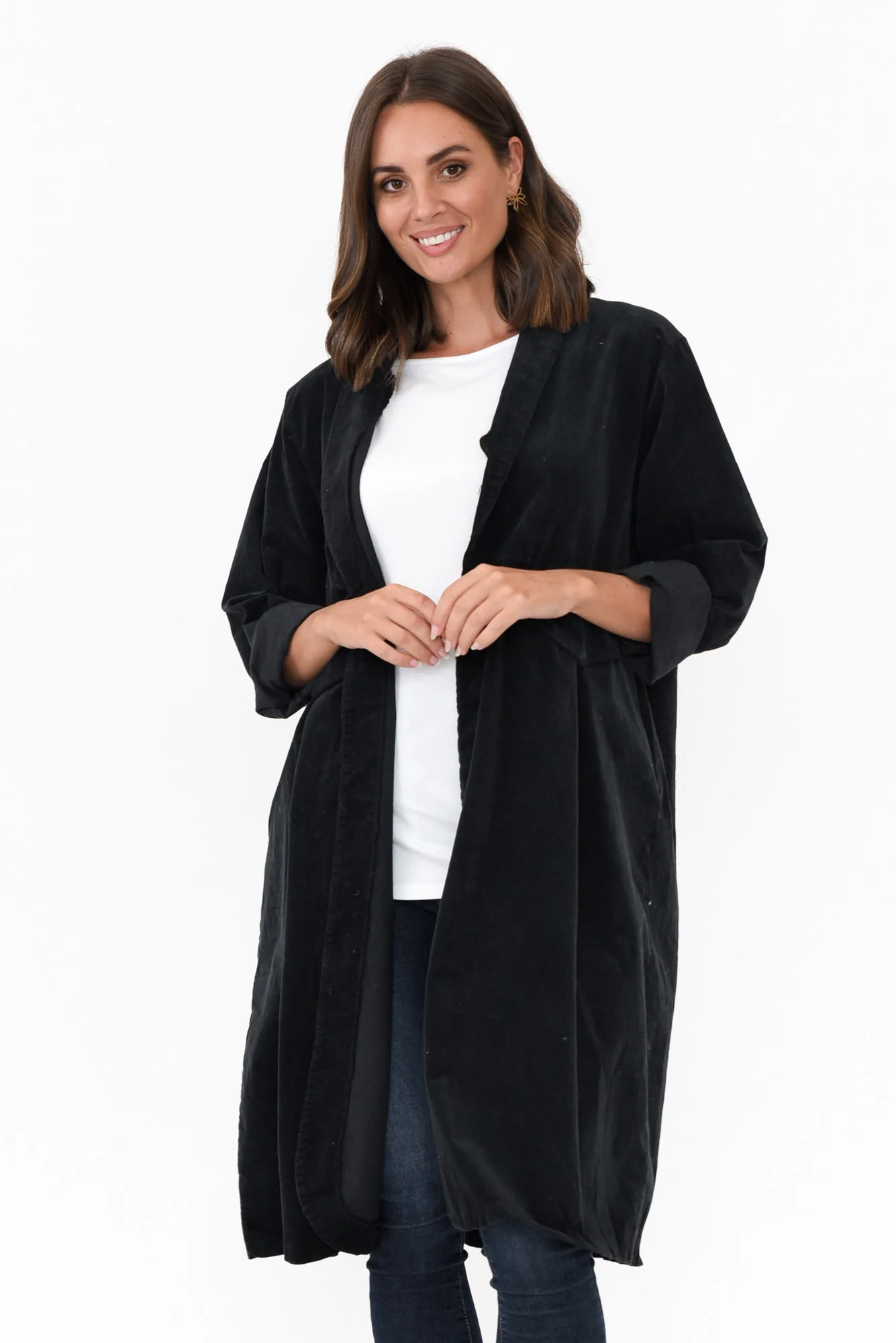 Abraham Black Corduroy Coat