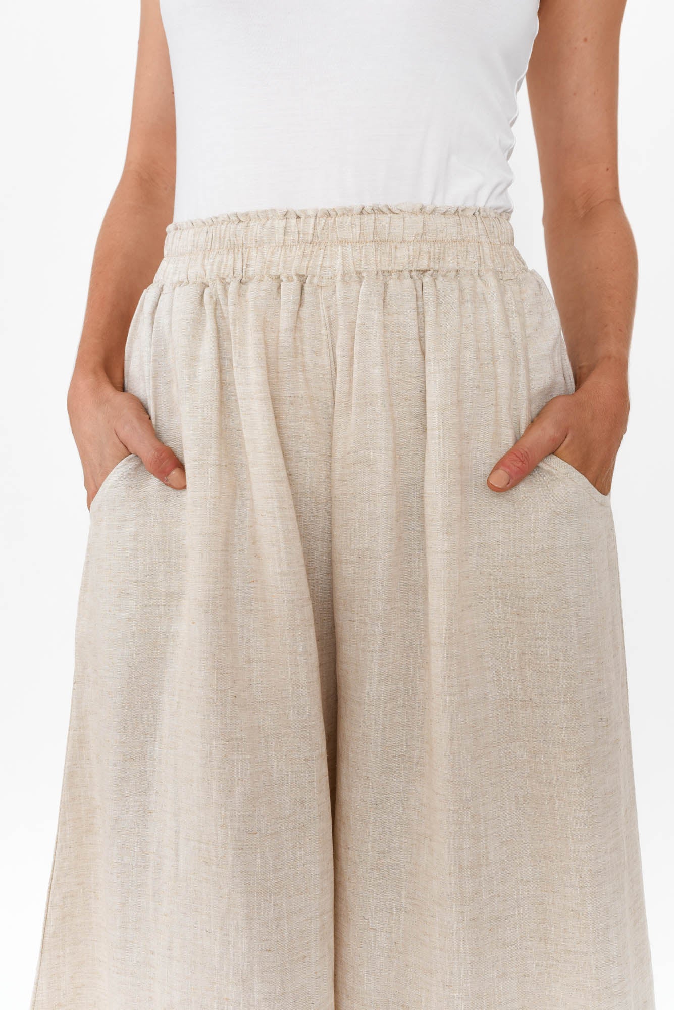 Kaleo Beige Linen Blend Pants