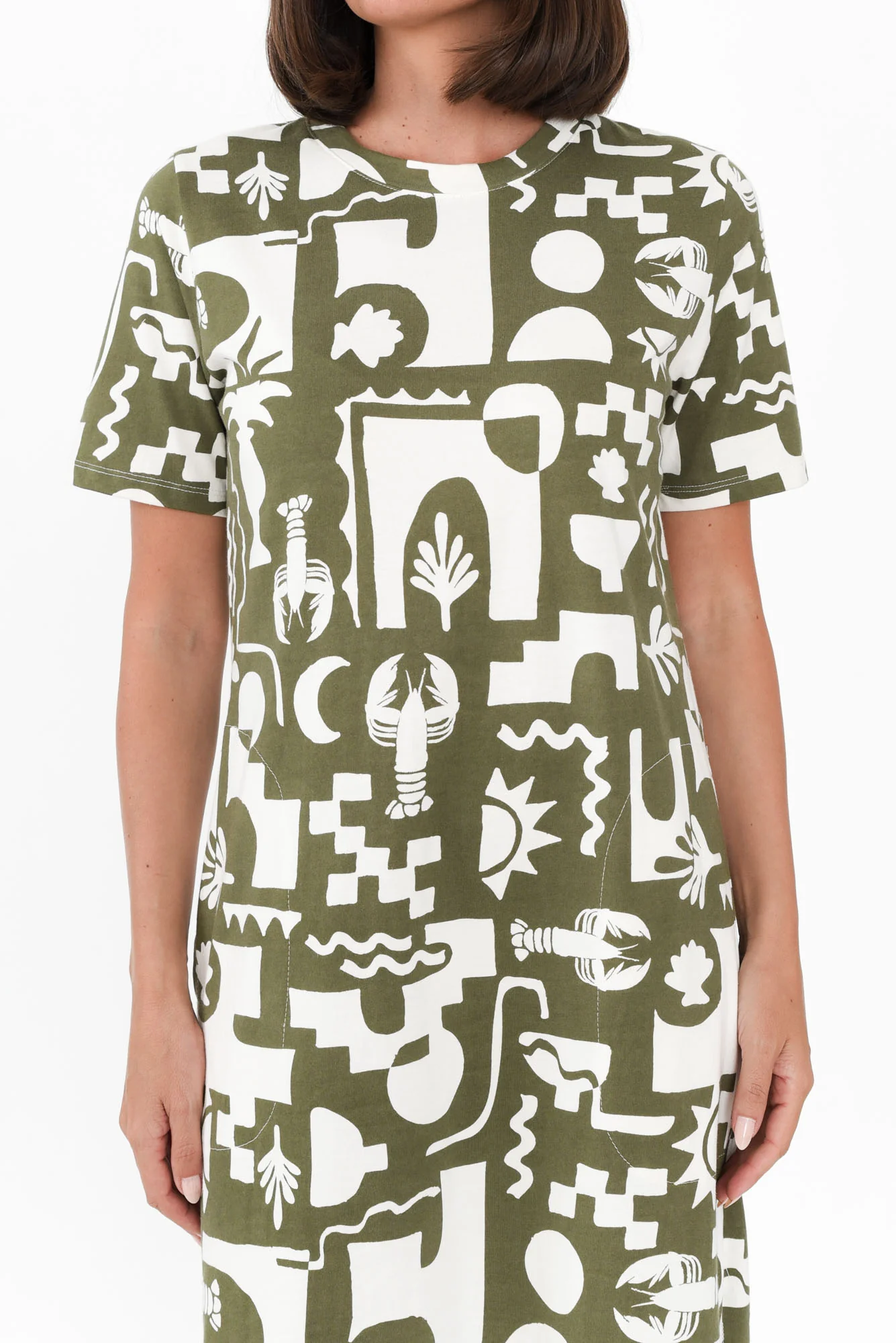 Postcard Khaki Coastal Cotton Tee Dress