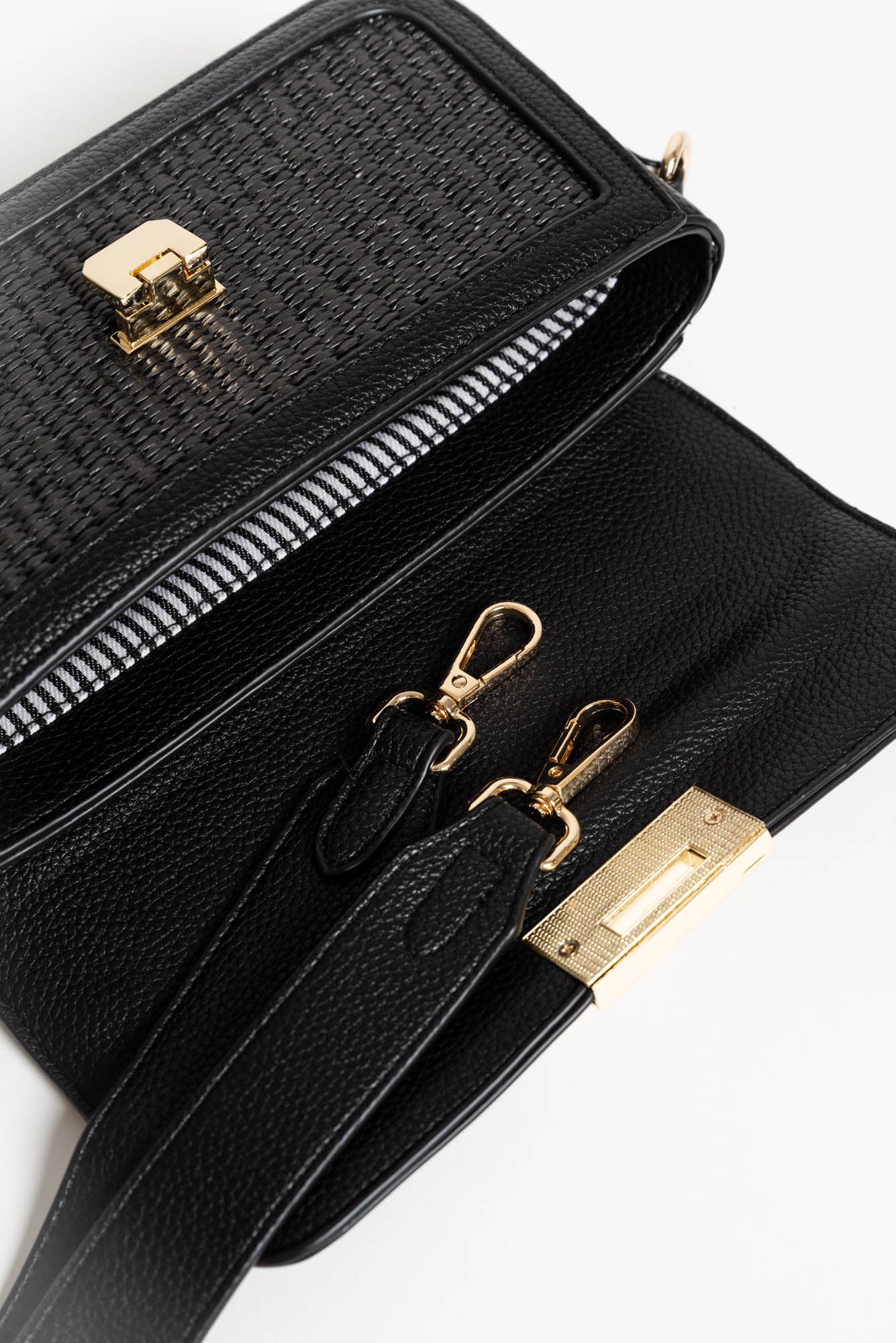 Hattie Black Weave Crossbody Bag