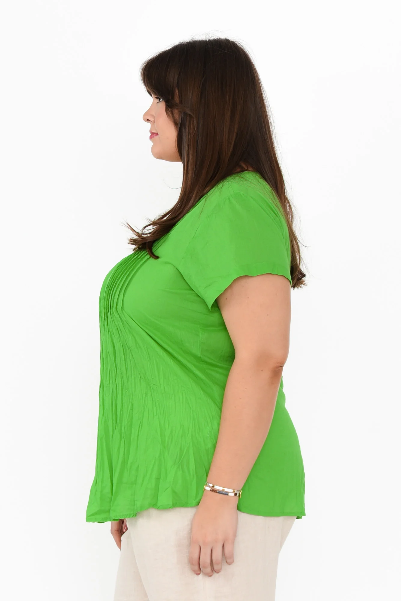 Fia Lime Crinkle Cotton Top