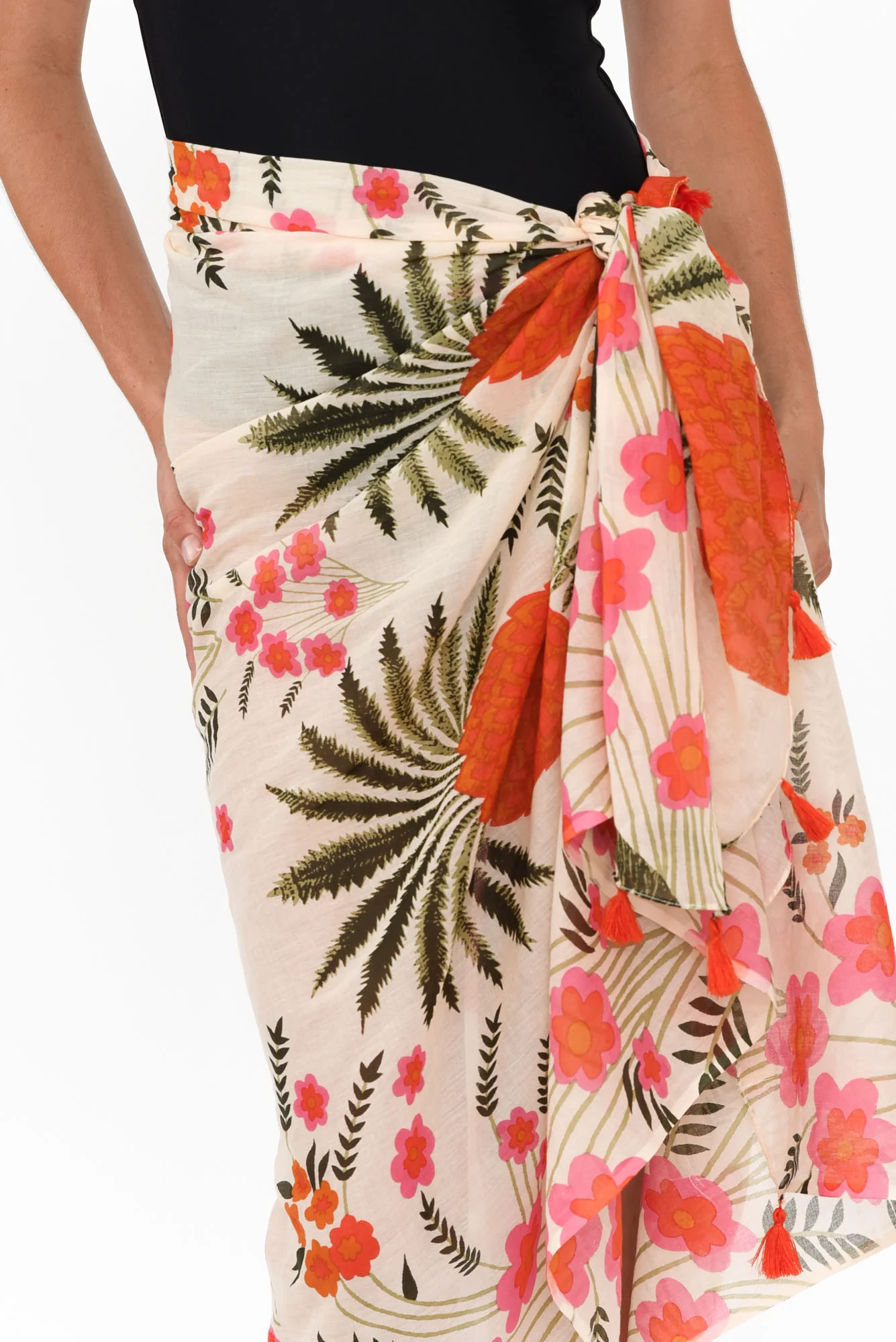 Stana Orange Tropical Cotton Sarong