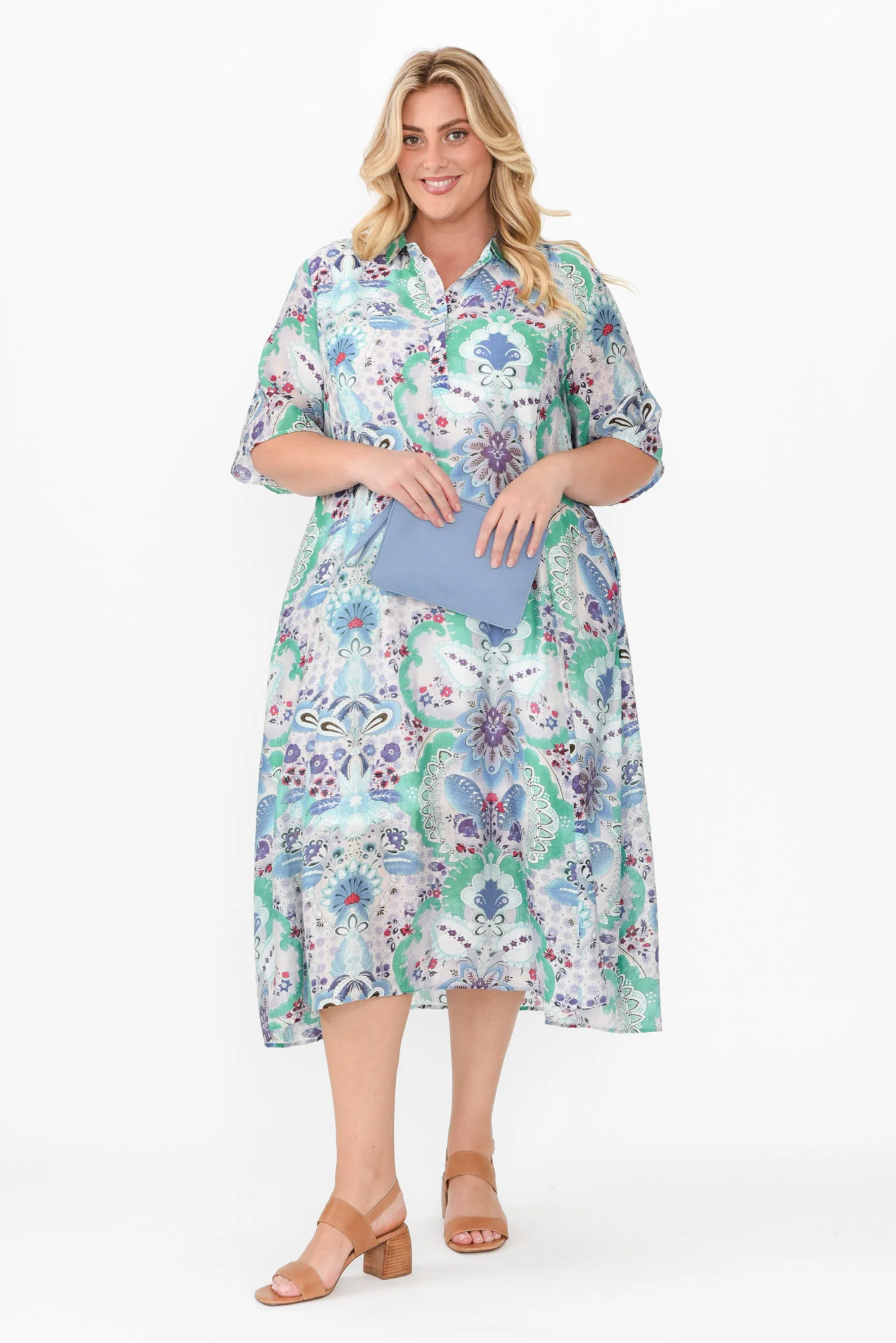 Jaime Blue Paisley Midi Dress