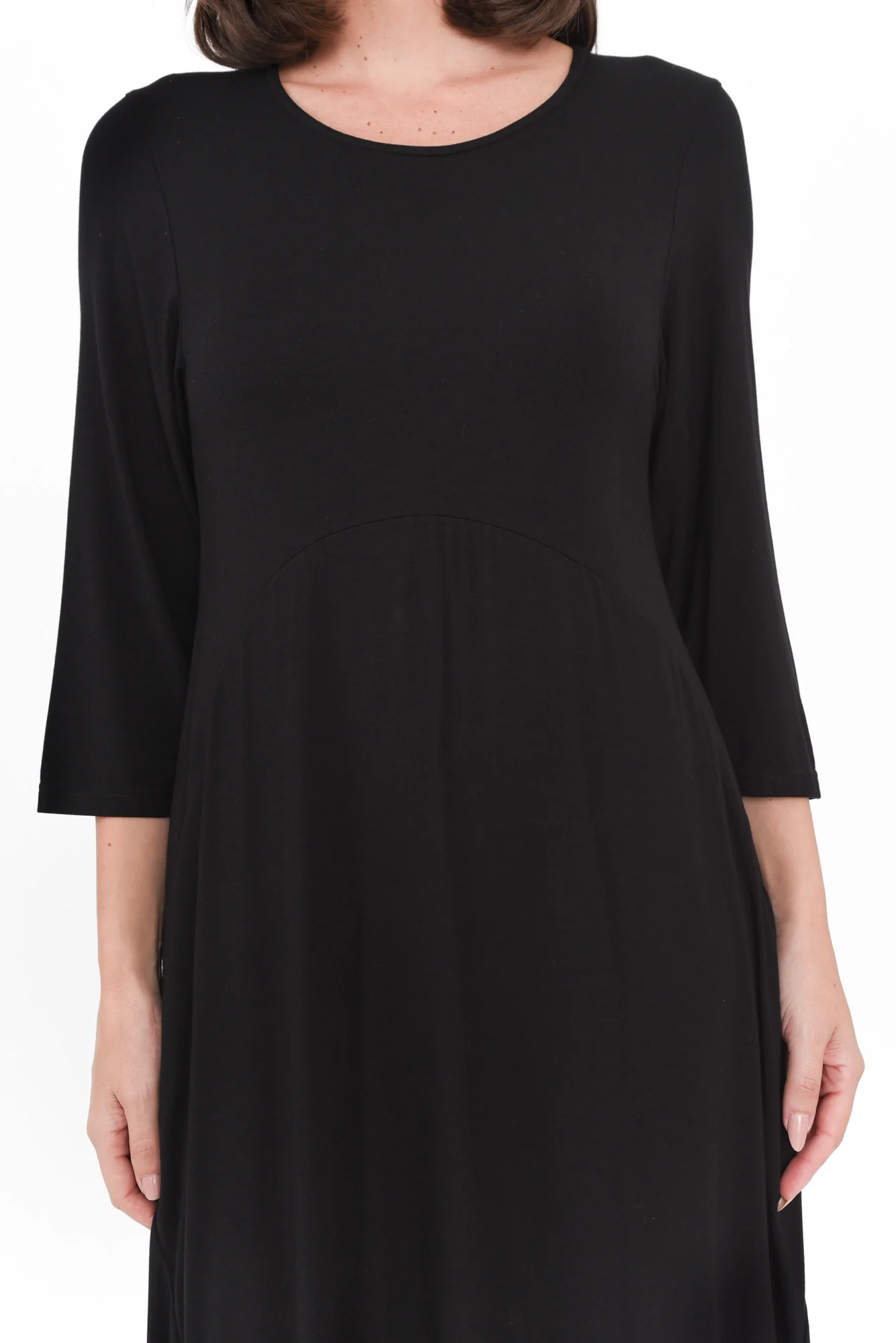Glenda Black Sleeved Crescent Dress