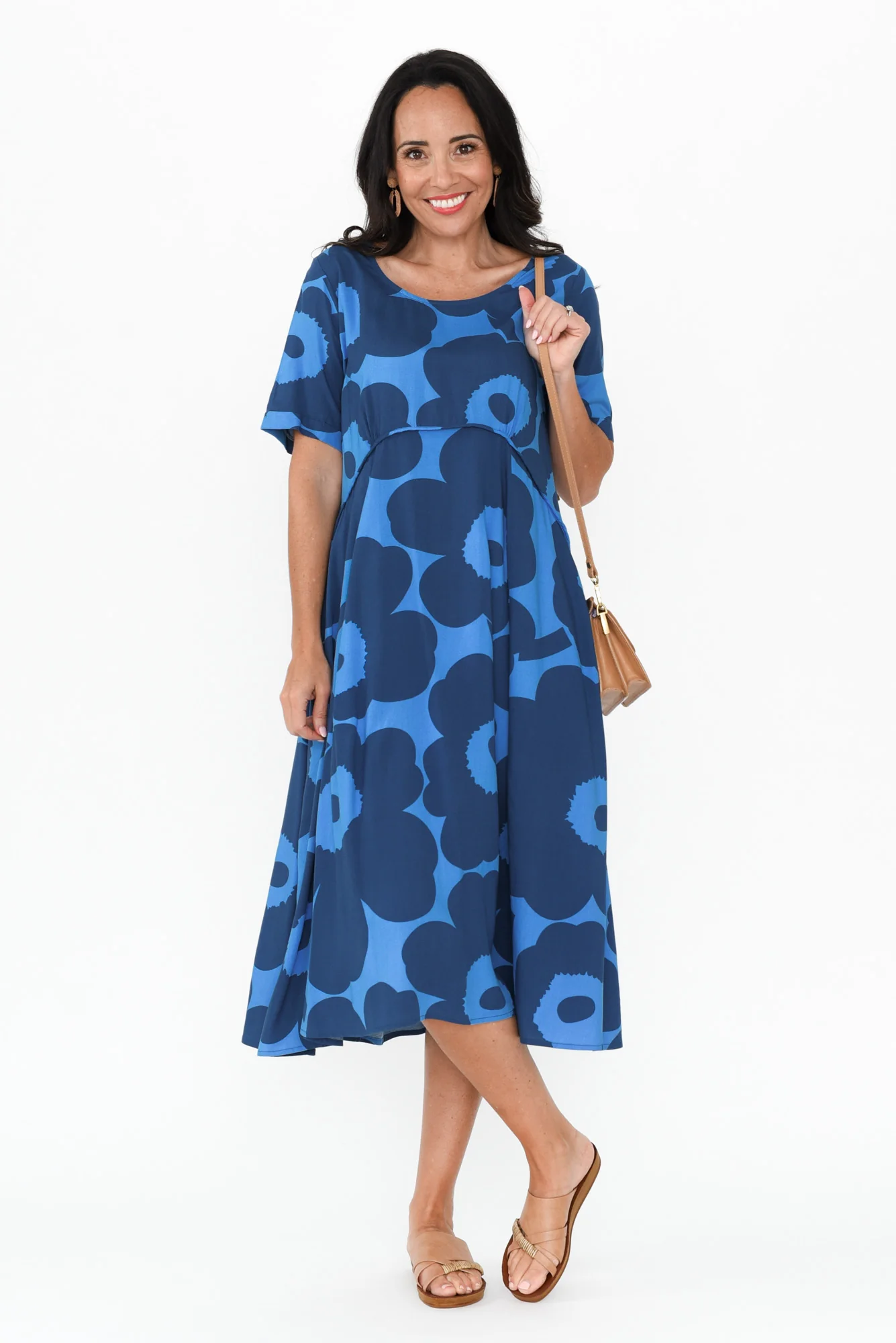 Zaelia Blue Flower Crescent Dress