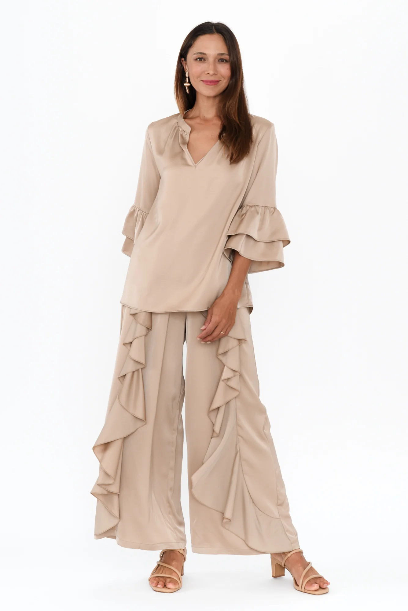Dancer Taupe Ruffle Pants