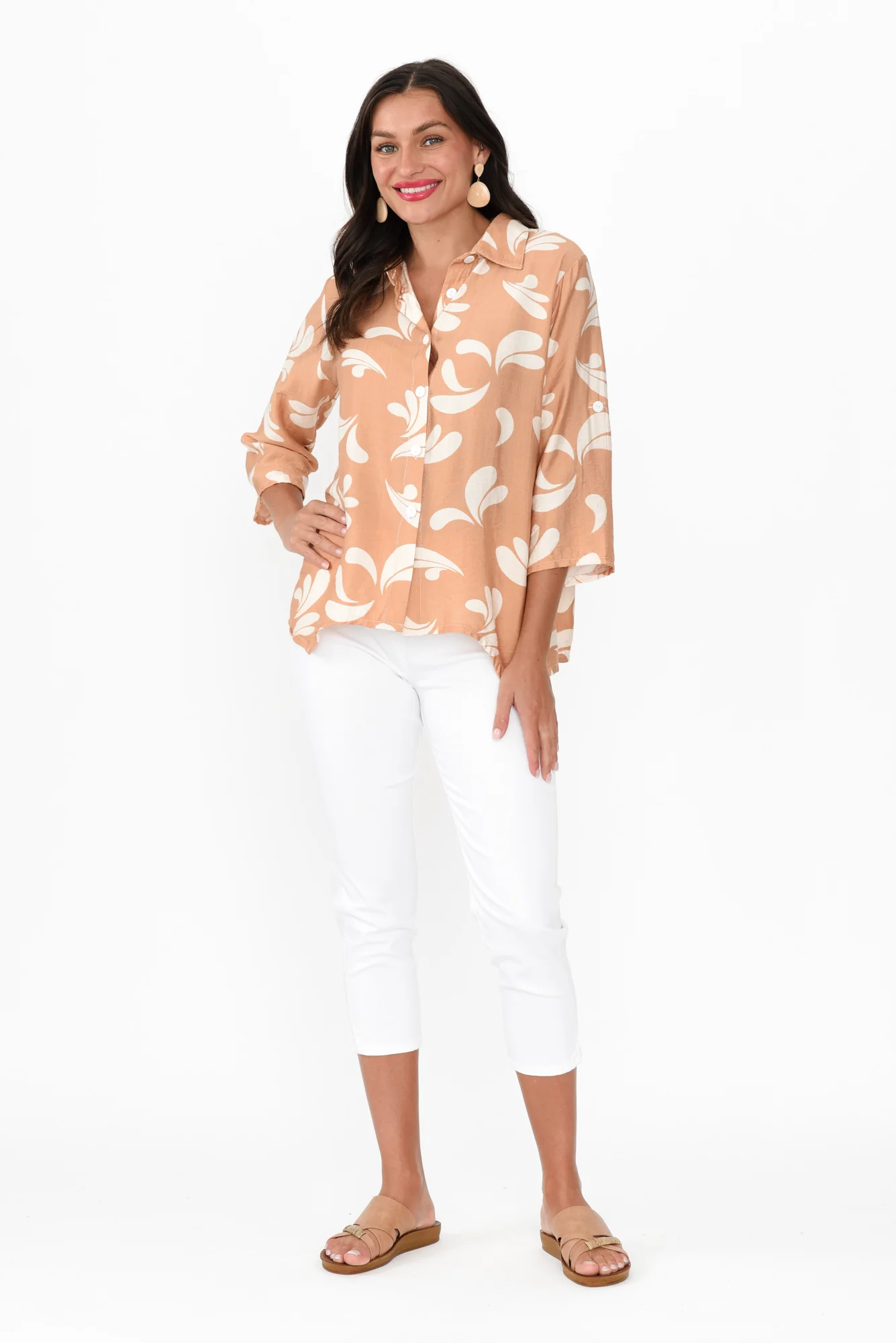 Myah Tan Splash Collared Shirt
