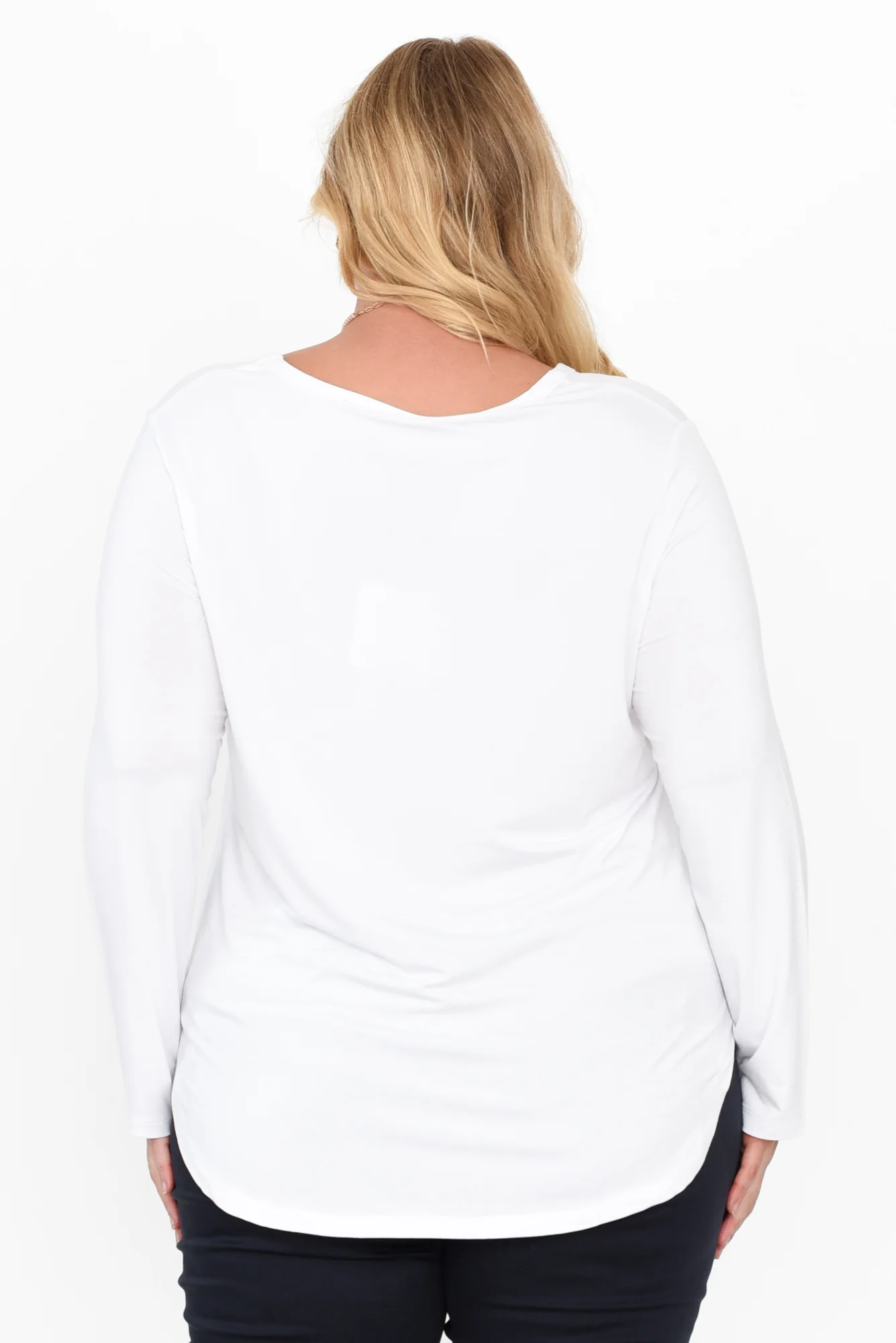 Sia White Bamboo V Neck Top