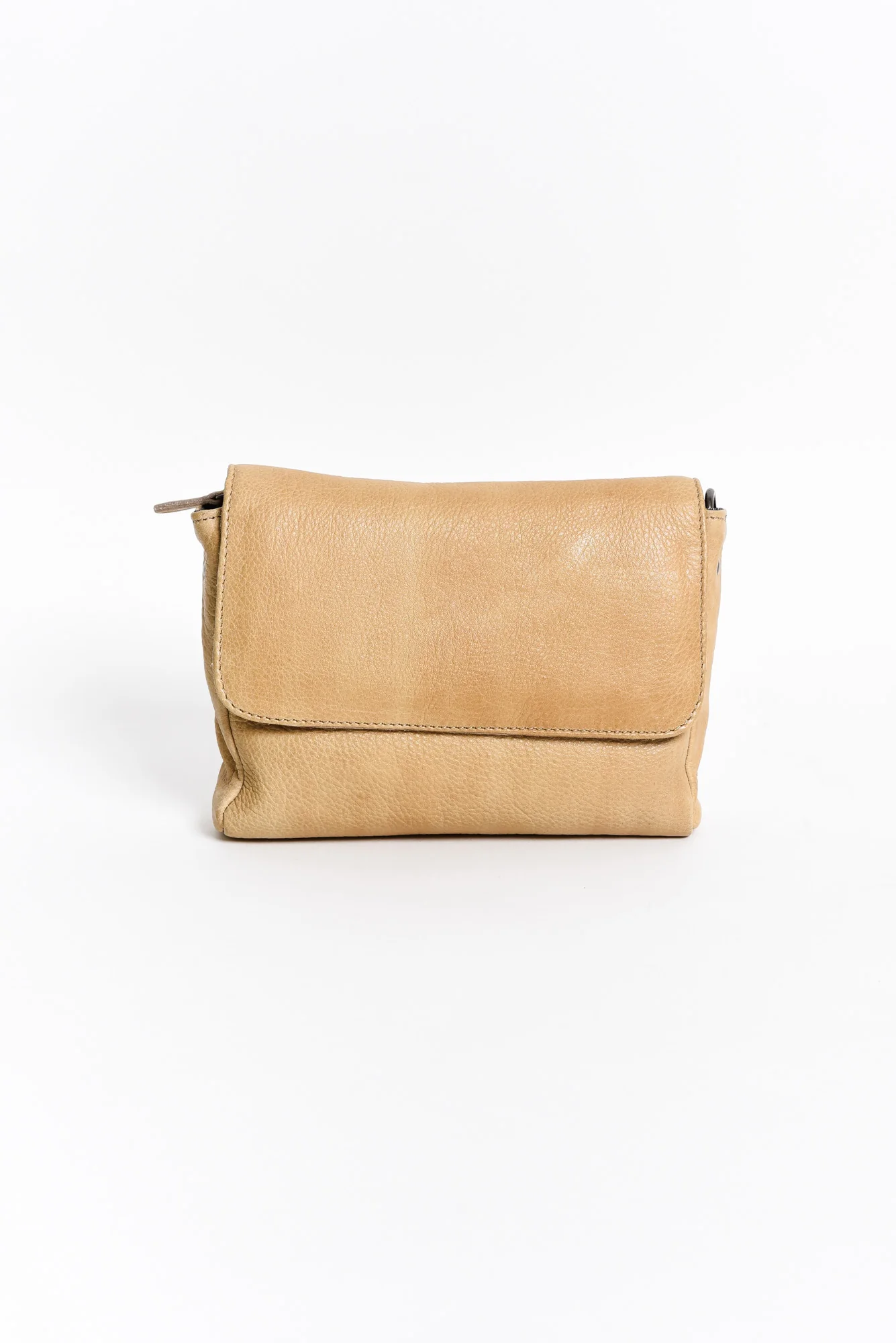 Sara Camel Leather Crossbody Bag