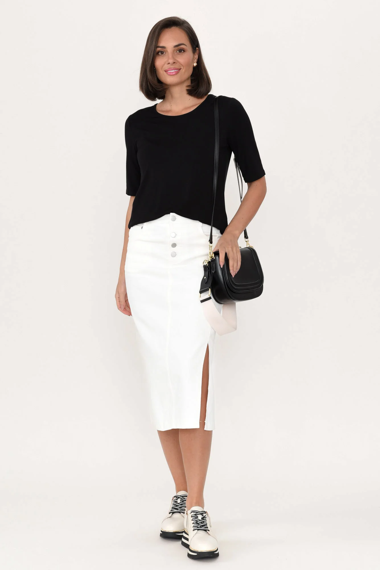 Astille White Cotton Blend Skirt