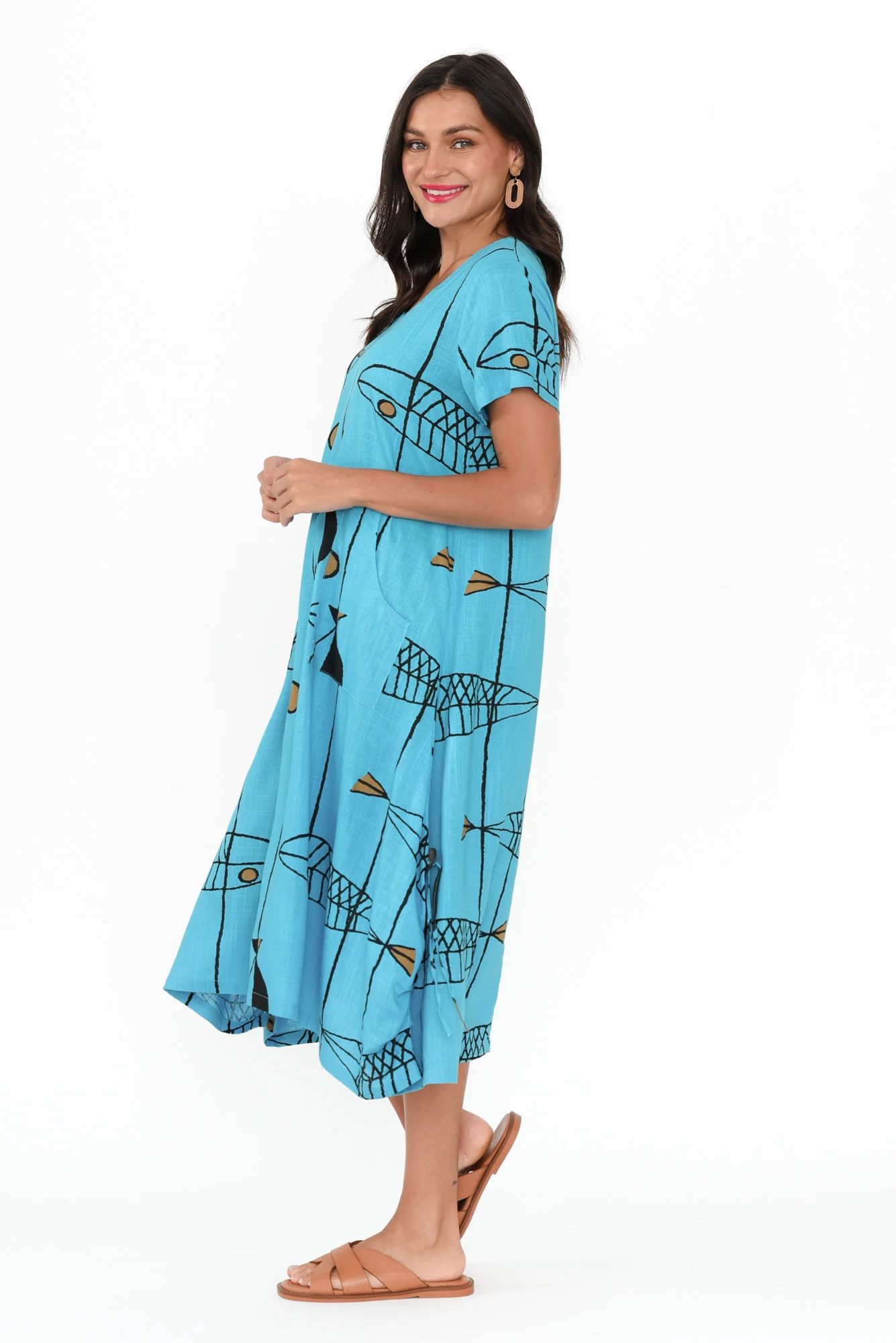 Lula Blue Sea Linen Cotton Dress
