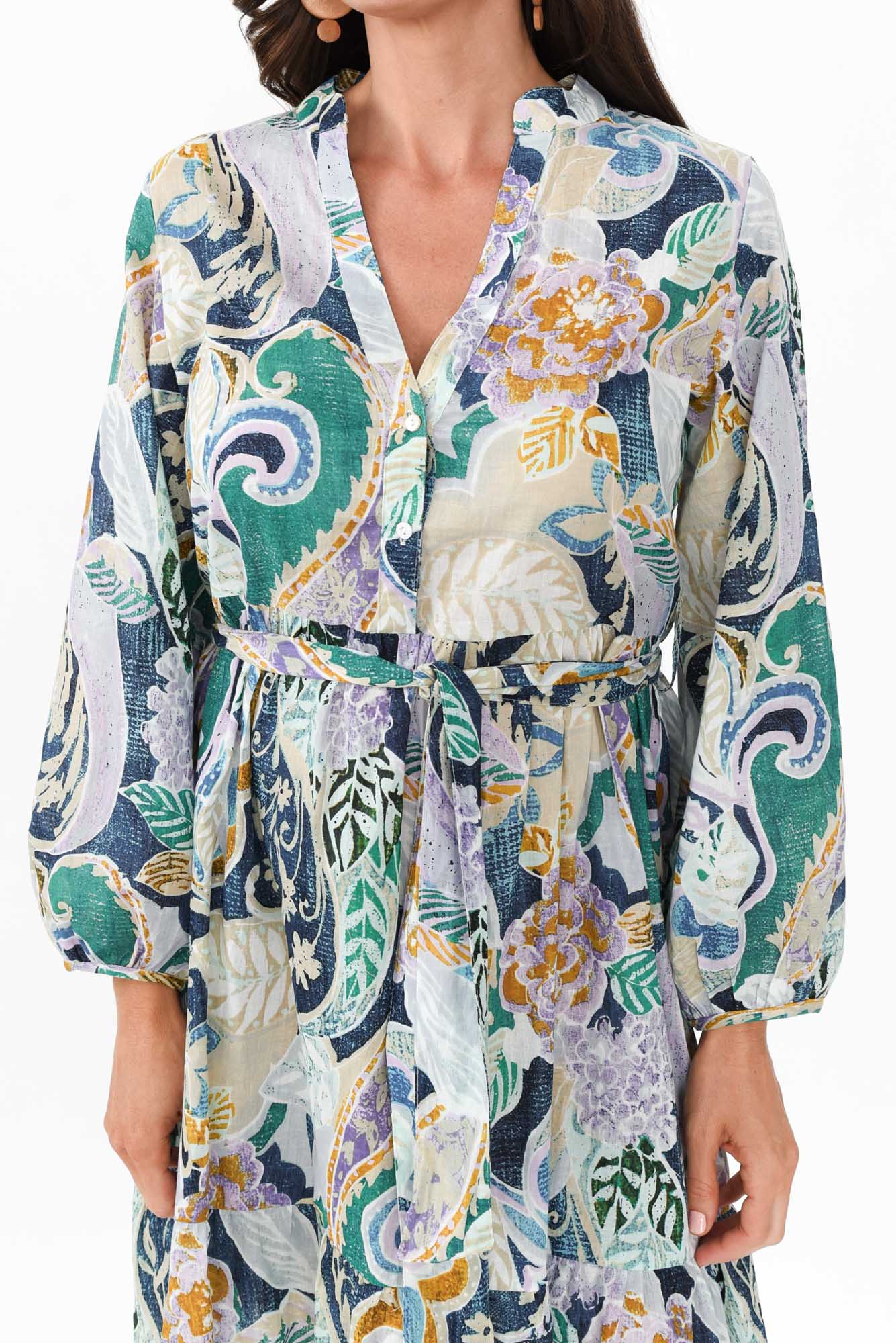 Sofia Blue Paisley Cotton Dress